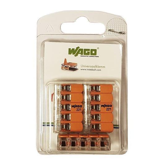 Laidų jungė Wago 221-615/3, 5 x 0,5-6 mm², 450 V, 3 vnt.