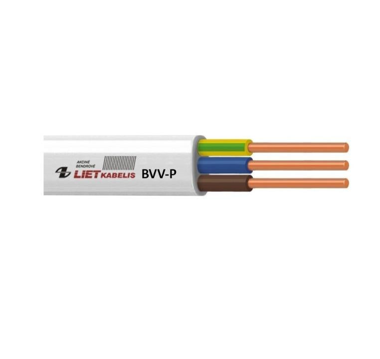 Kabelis Lietkabelis BVV-P, 2 x 1 mm², baltas, 25 m