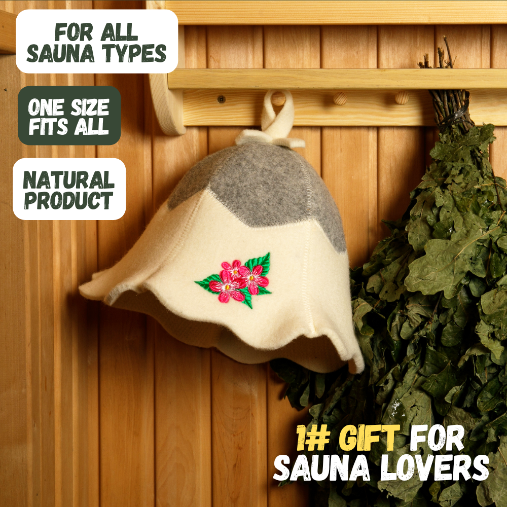 Sauna Hat 'Flowers' 100% Wool