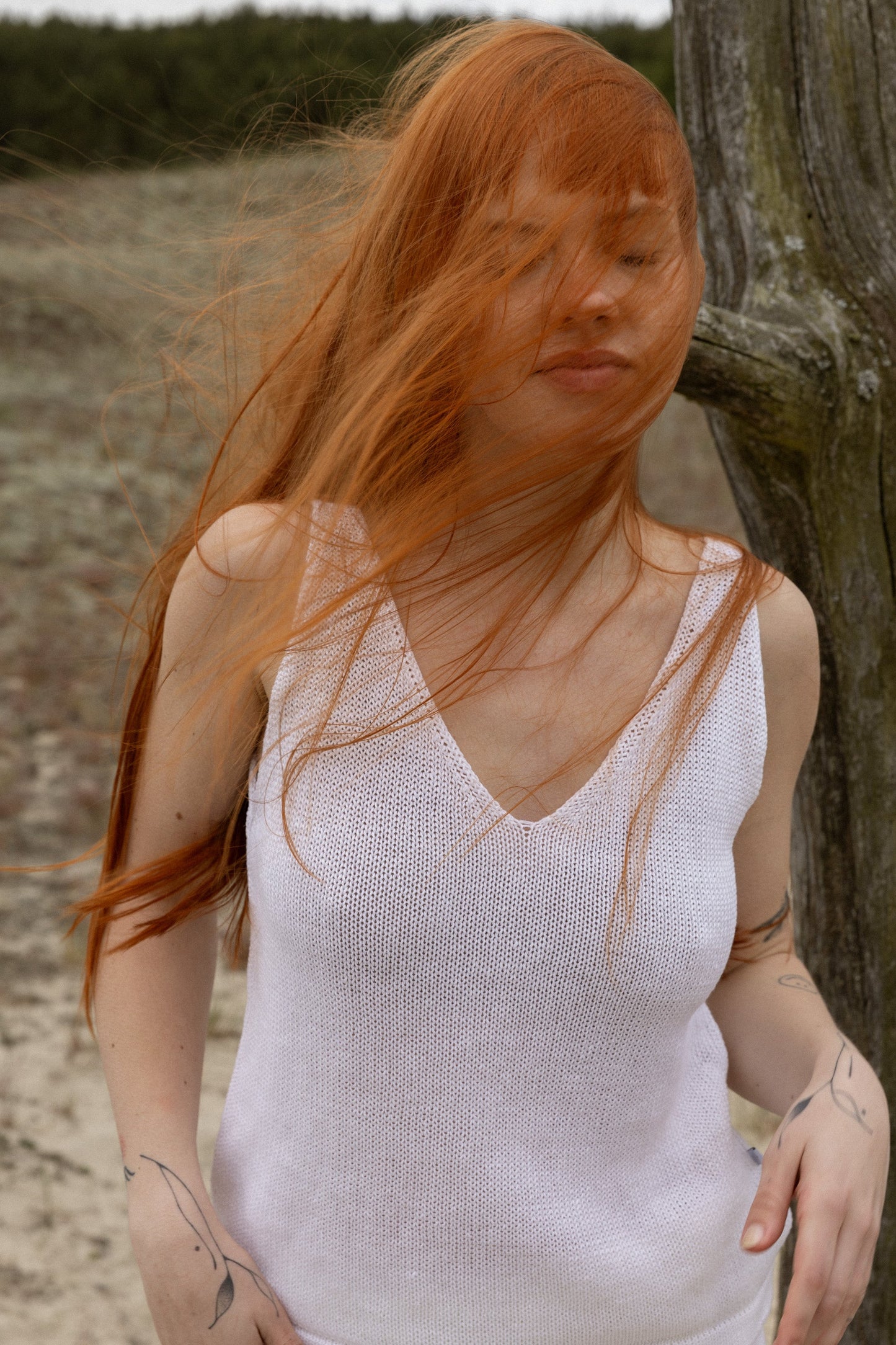 Mare 100% Leinen Tank Top Weiß