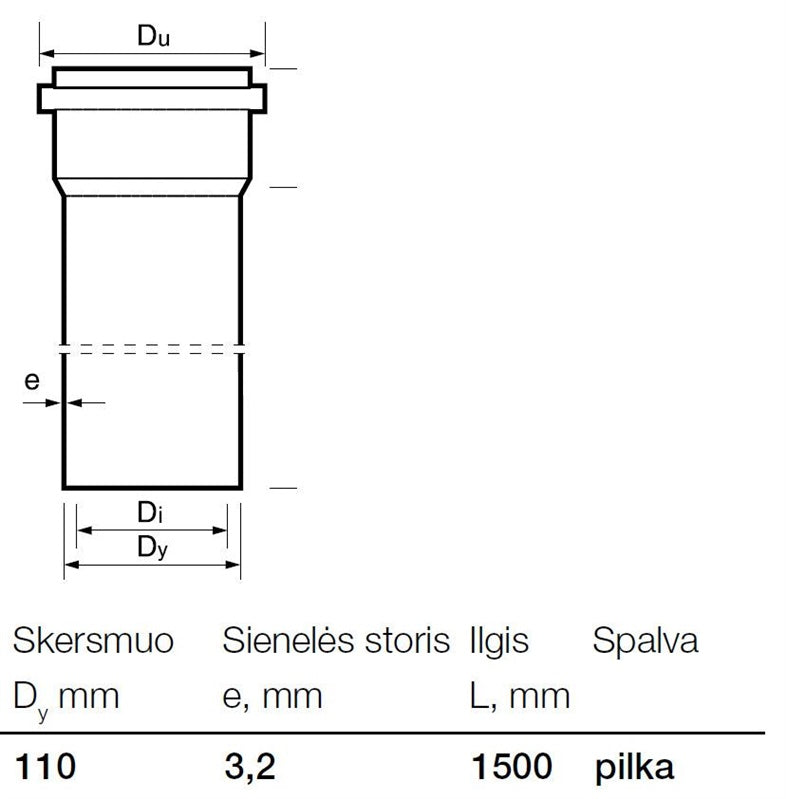 Rura kanalizacyjna PVC Wavin, Ø 110 mm, 1,5 m