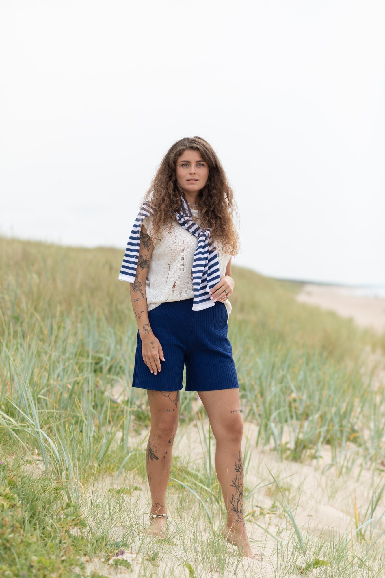 Terra Distressed Linen Top White