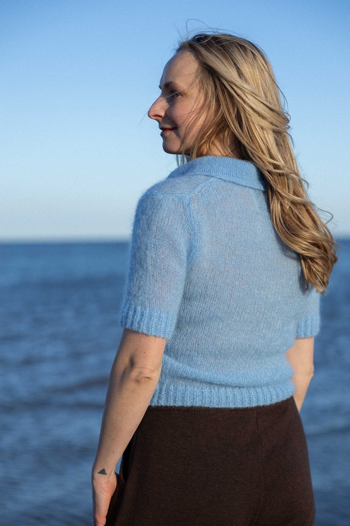 Melody Mohair Poloshirt Himmelblau