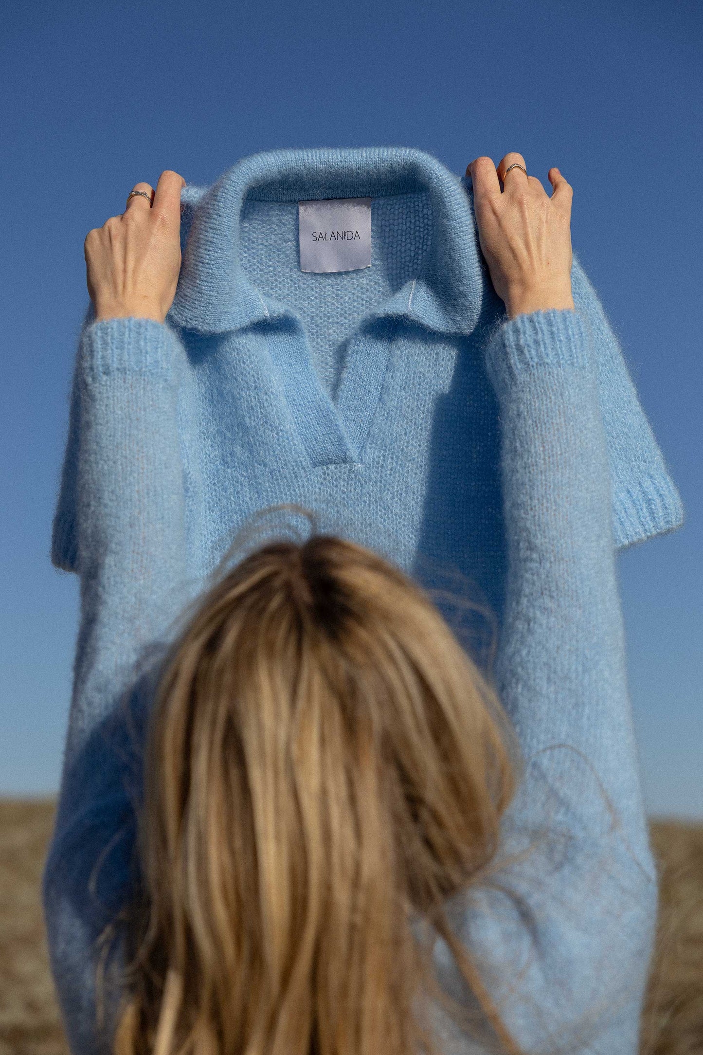 Melody Mohair Poloshirt Himmelblau