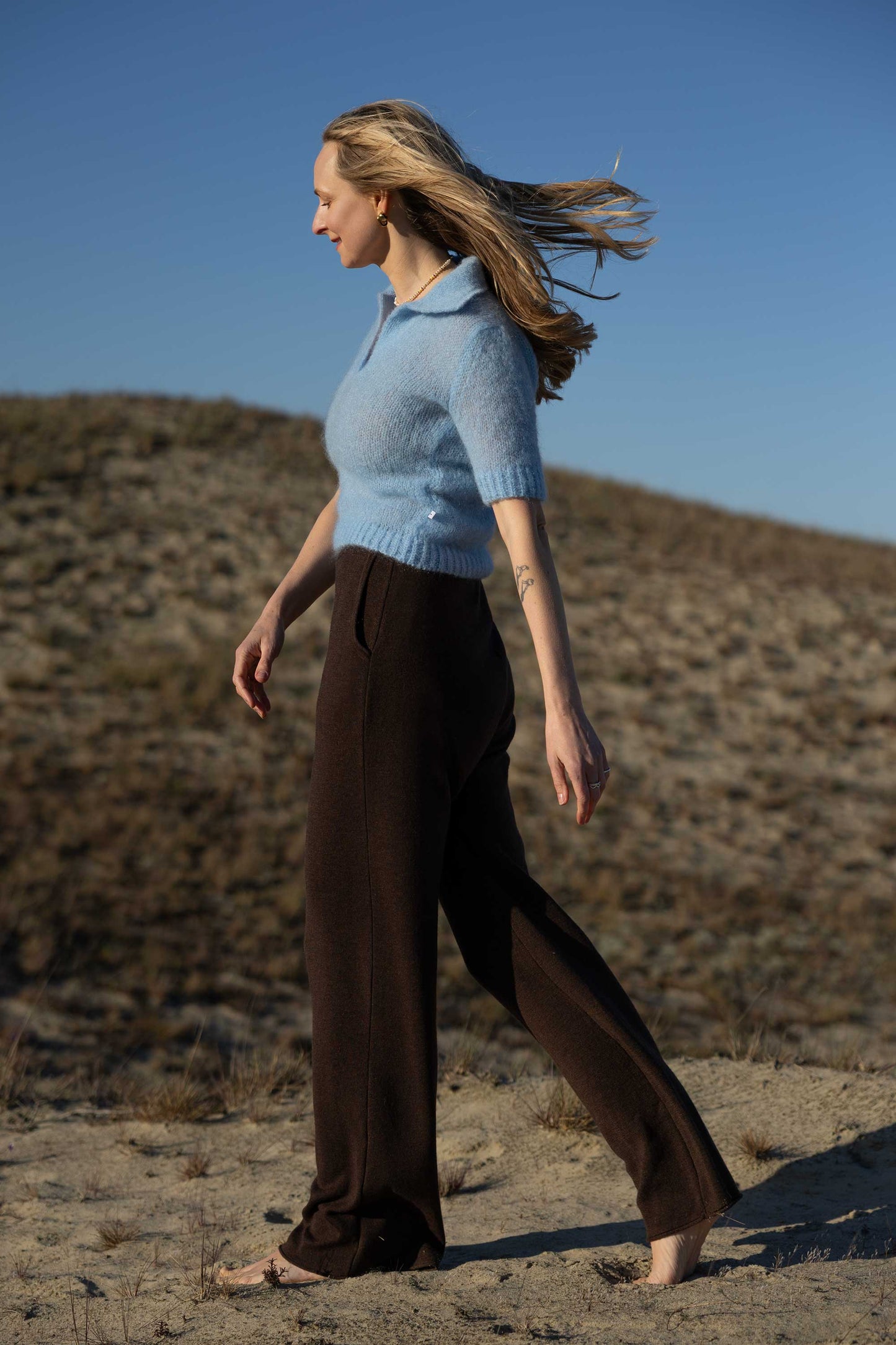 Melody Mohair Poloshirt Himmelblau