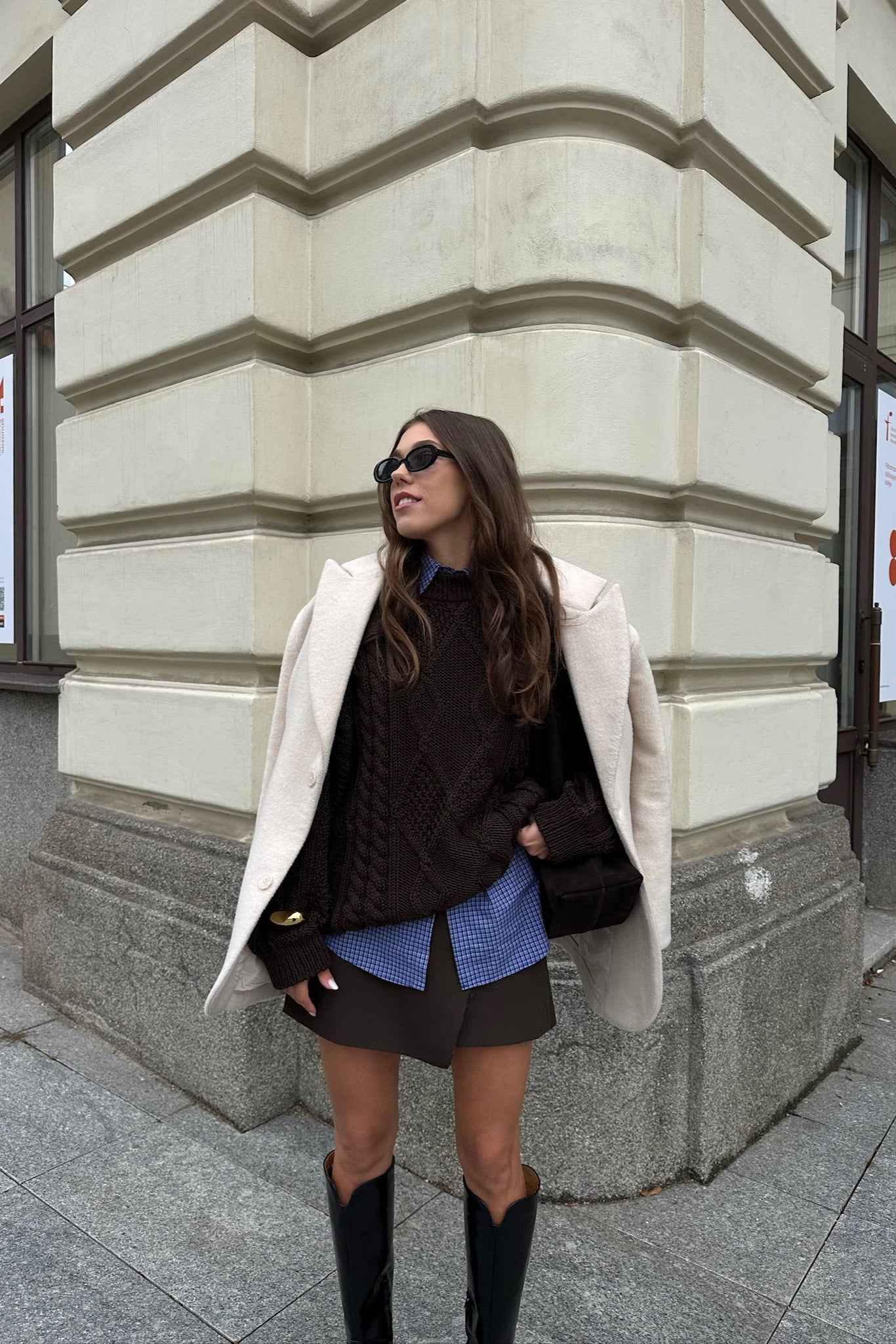 Nonna Zopfmusterpullover aus 100 % Merinowolle Schokolade