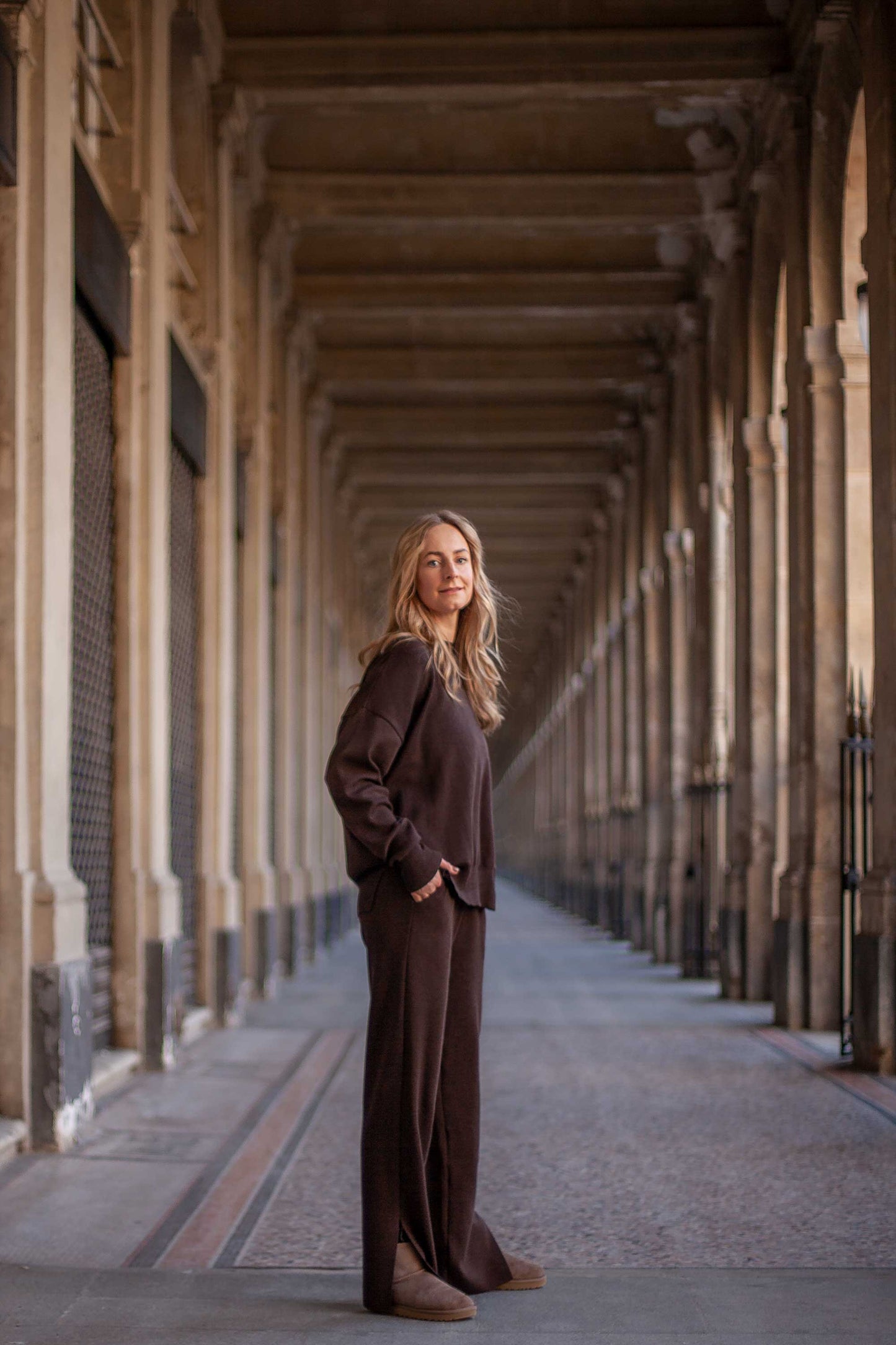 Ora & Rotondo 100% Merino Co-ord in Chocolate