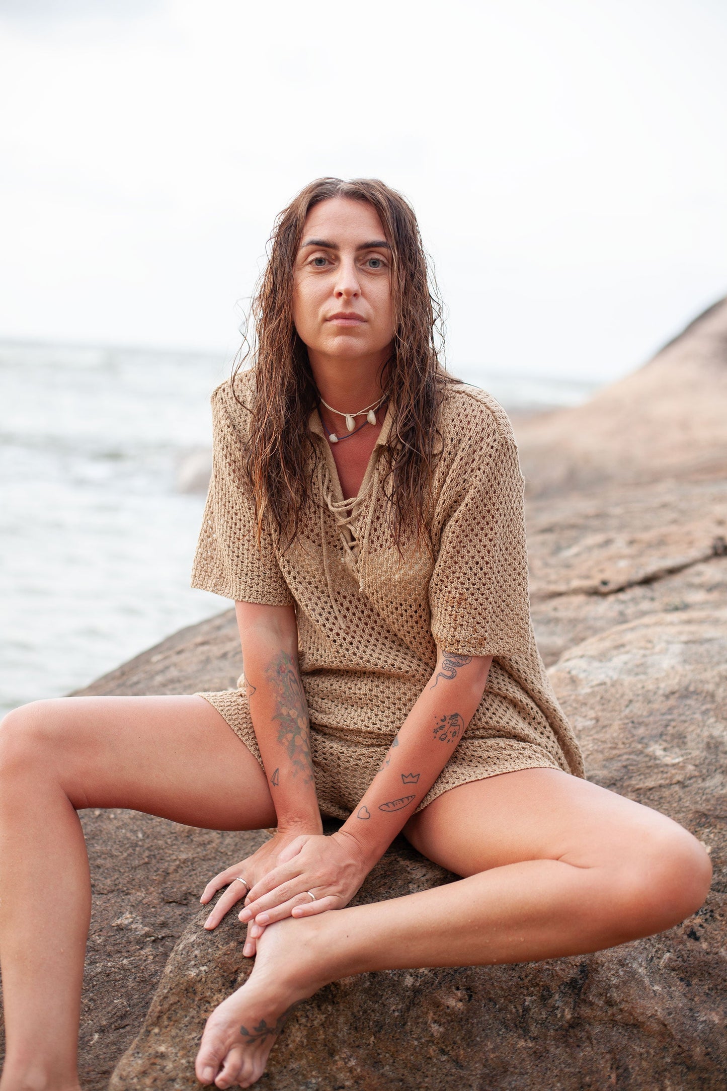 Coco Spitzenshorts Sand