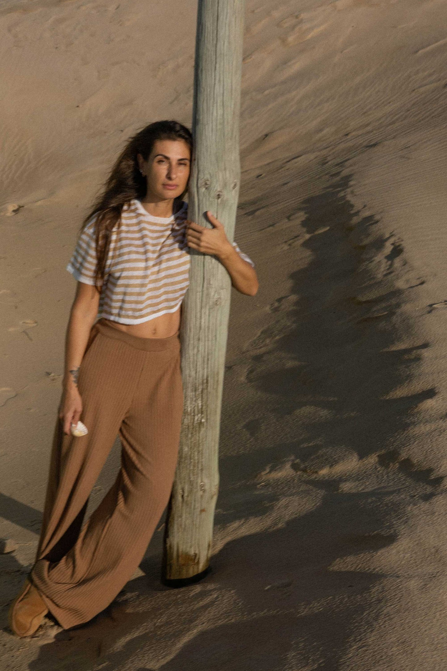 Energia – Crop-Top aus 100 % Leinen in Sand