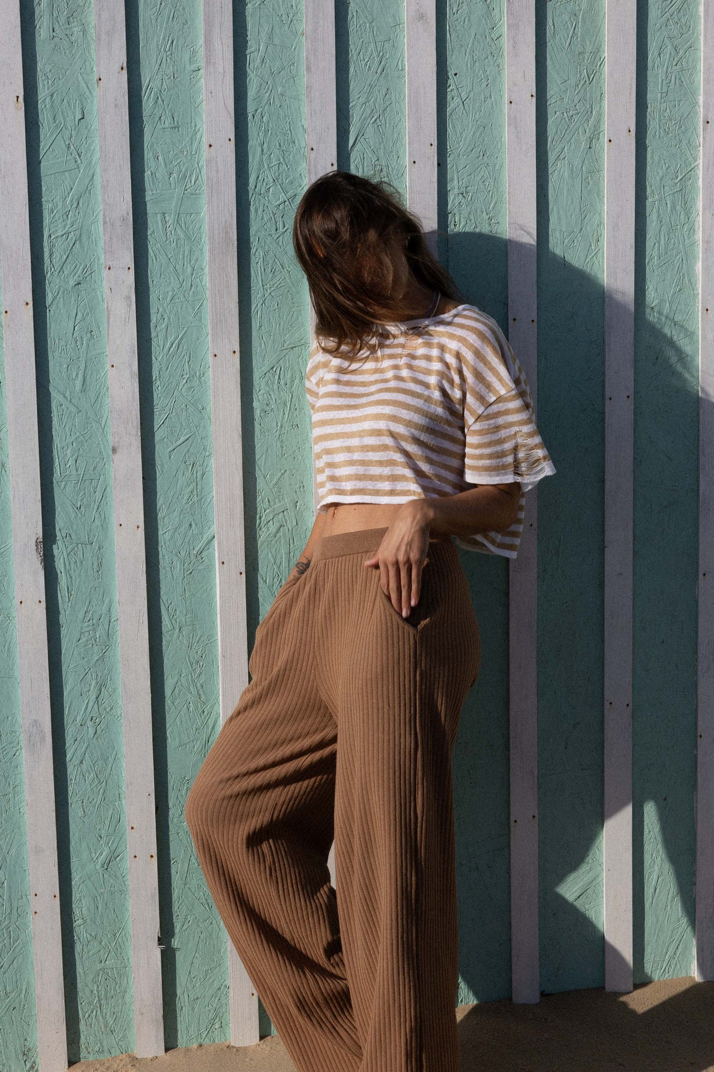 Energia – Crop-Top aus 100 % Leinen in Sand