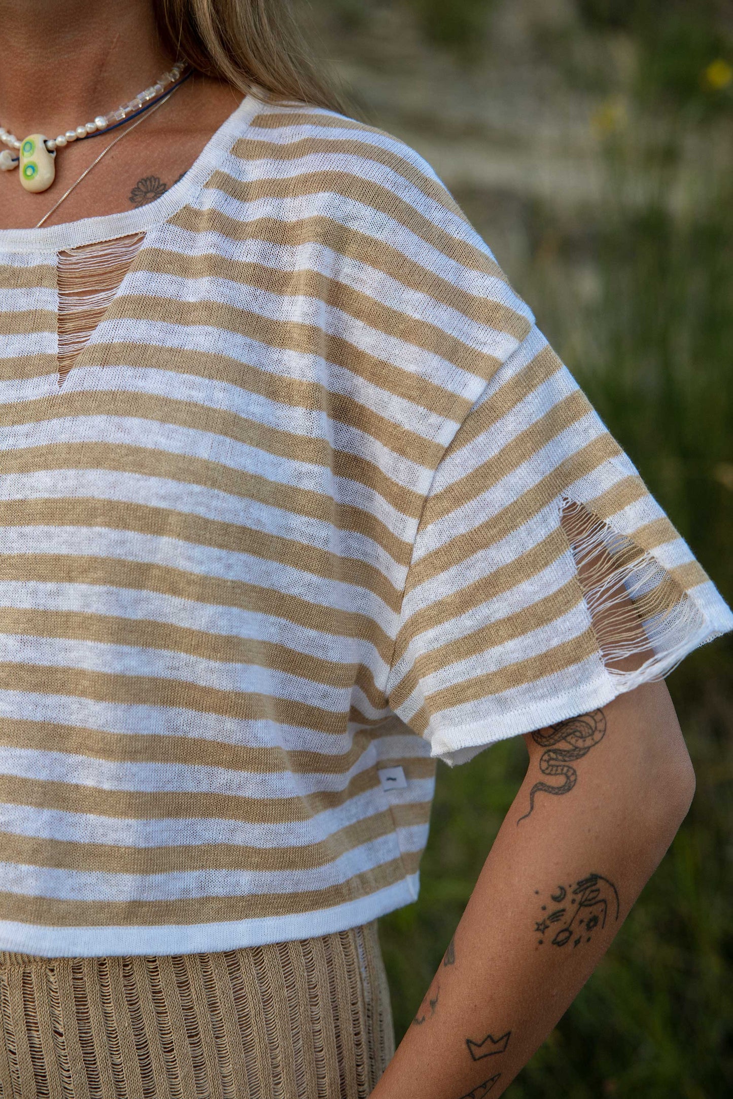 Energia – Crop-Top aus 100 % Leinen in Sand