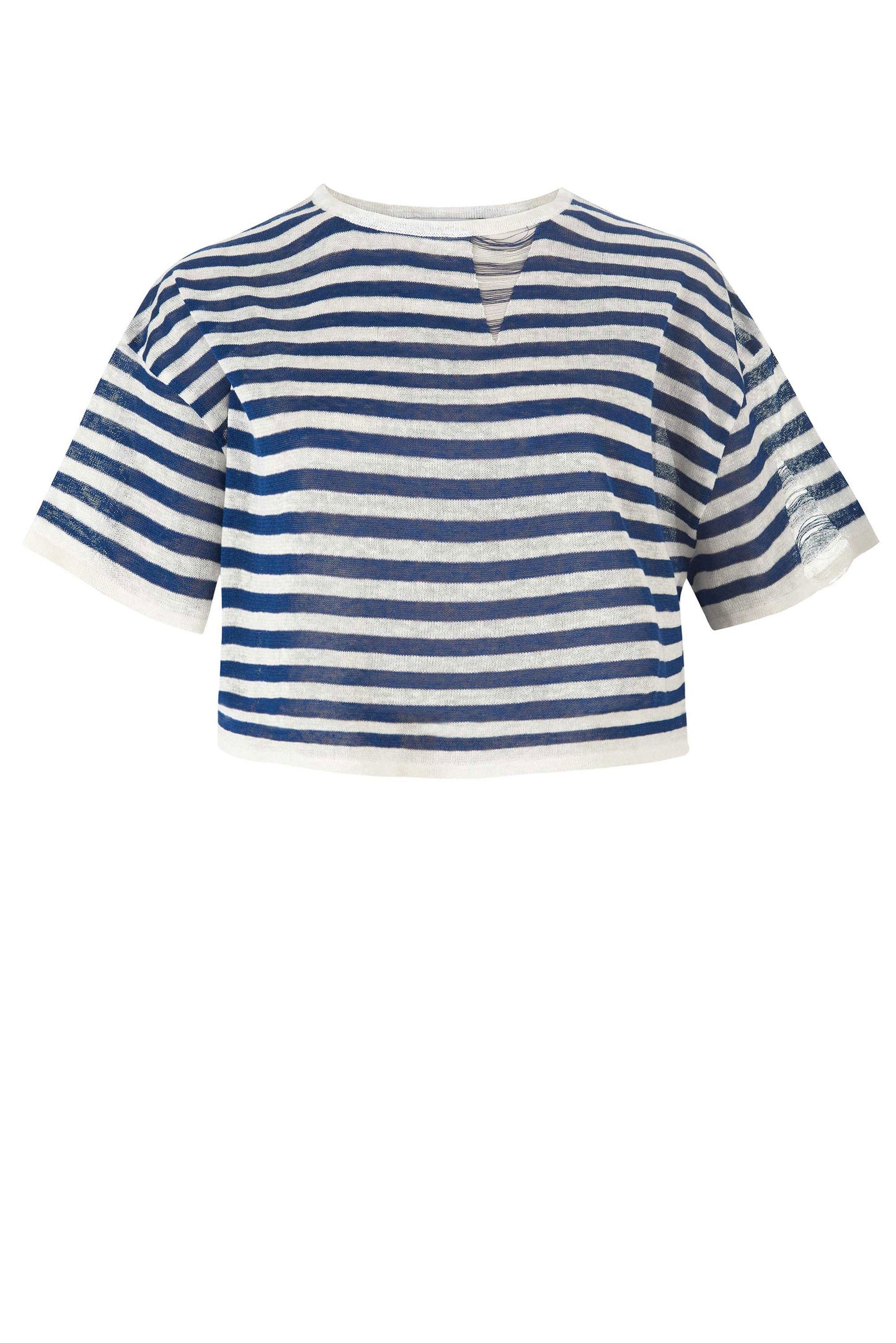 Energia – Kurzes Top aus 100 % Leinen, Marineblau