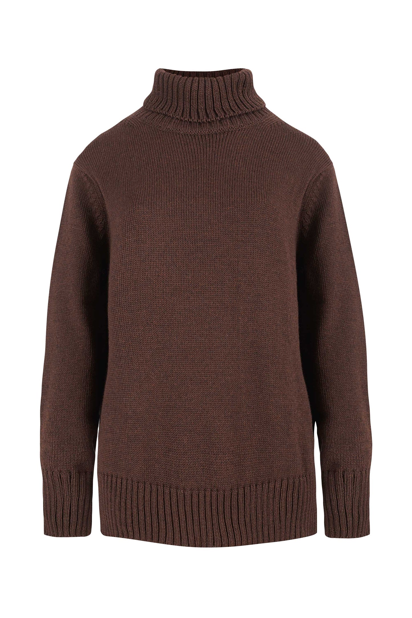 Morbido Rollkragenpullover aus 100 % Merinowolle, Schokolade