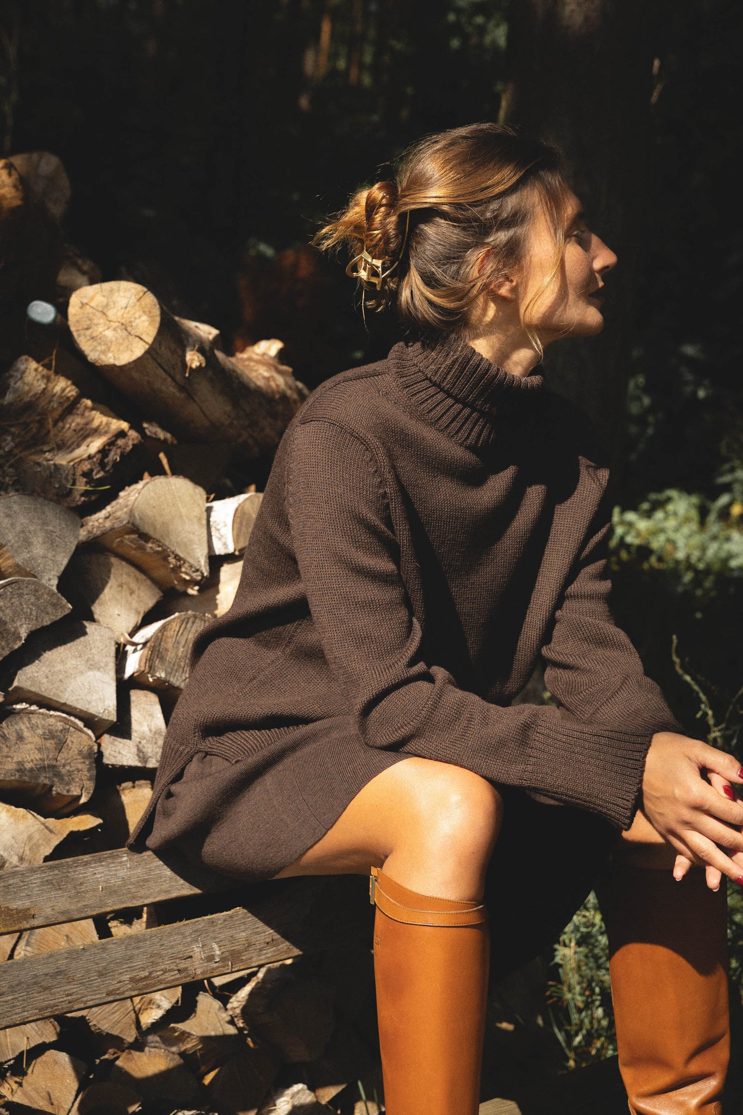 Morbido Rollkragenpullover aus 100 % Merinowolle, Schokolade