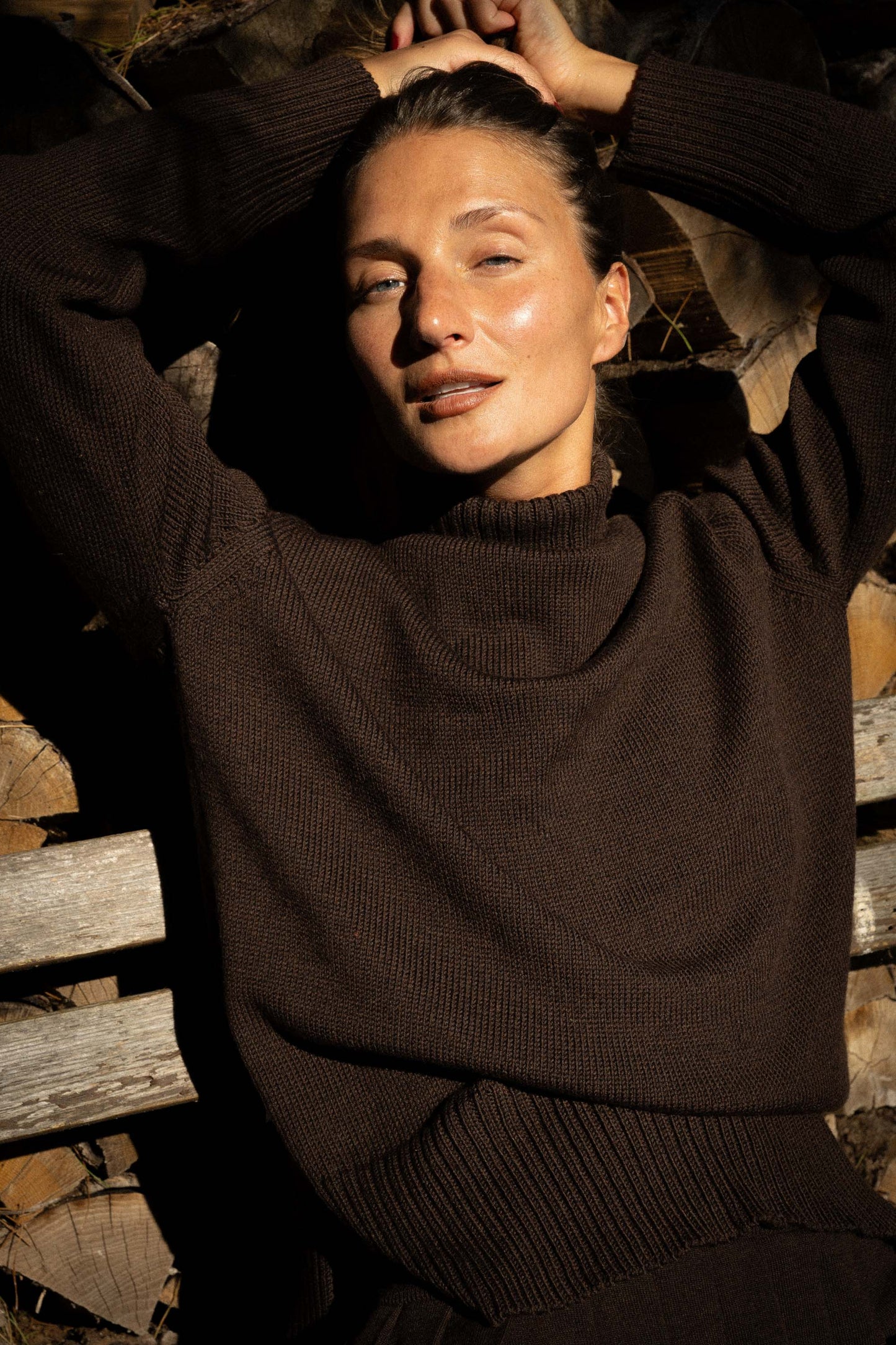 Morbido Rollkragenpullover aus 100 % Merinowolle, Schokolade