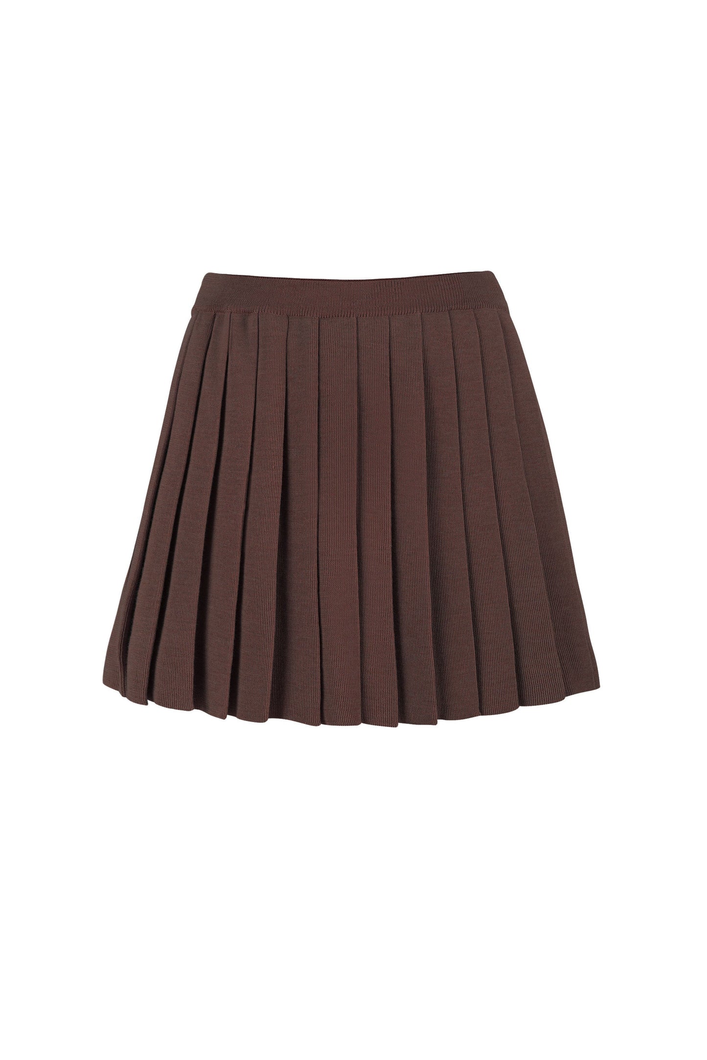 Piccolo Pleated 100% Merino Mini Skirt Chocolate