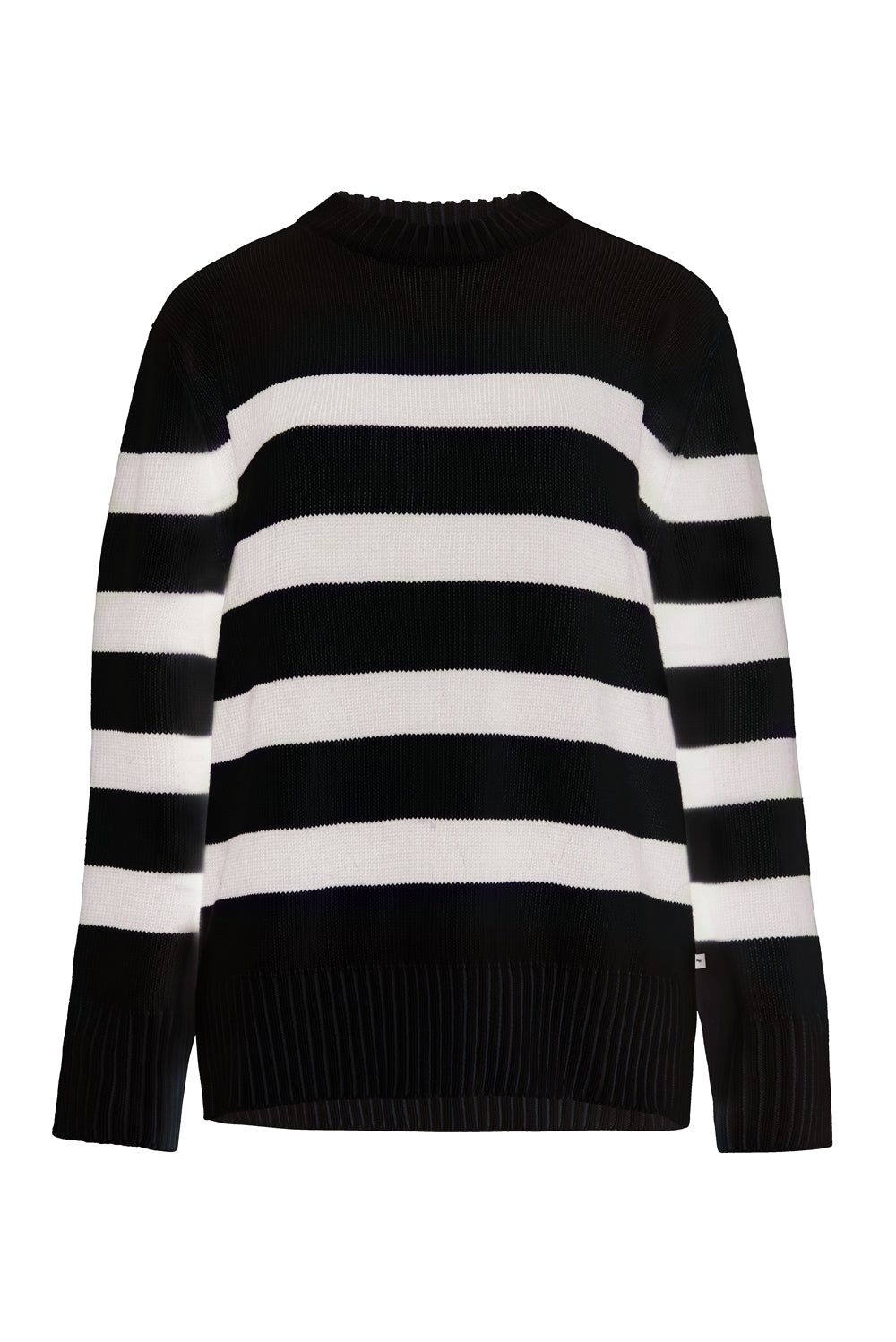 Marina Gestreifter Pullover aus 100 % Merinowolle in Schwarz