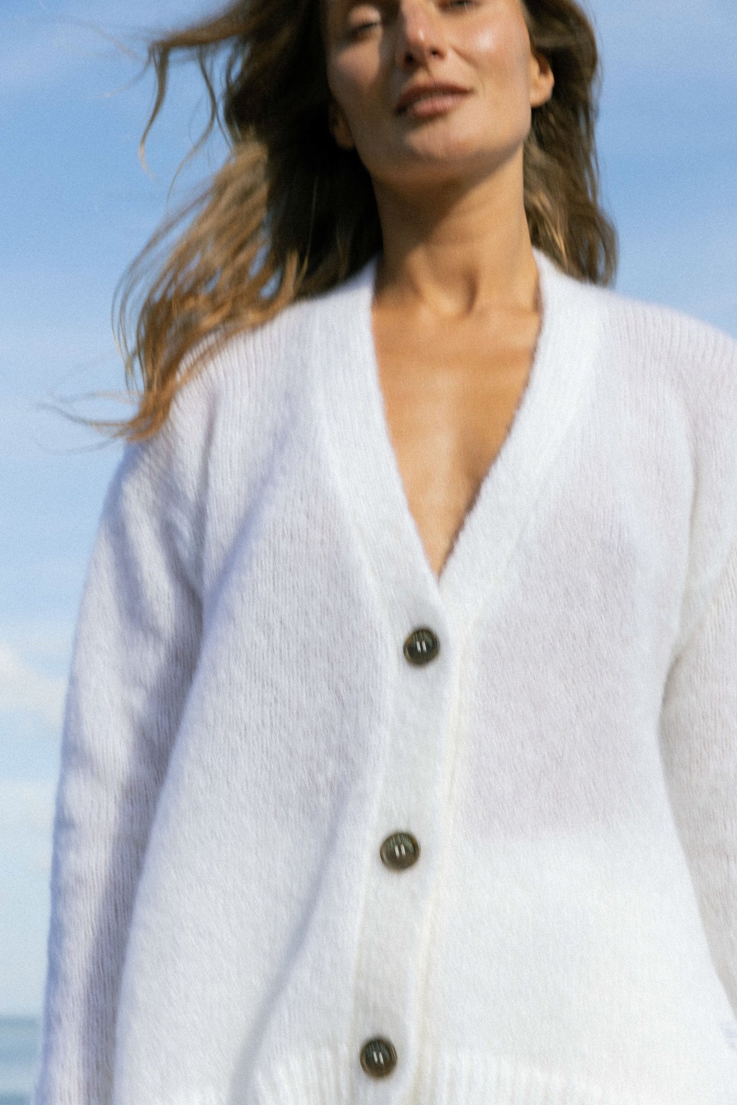 Melody Mohair-Cardigan Weiß