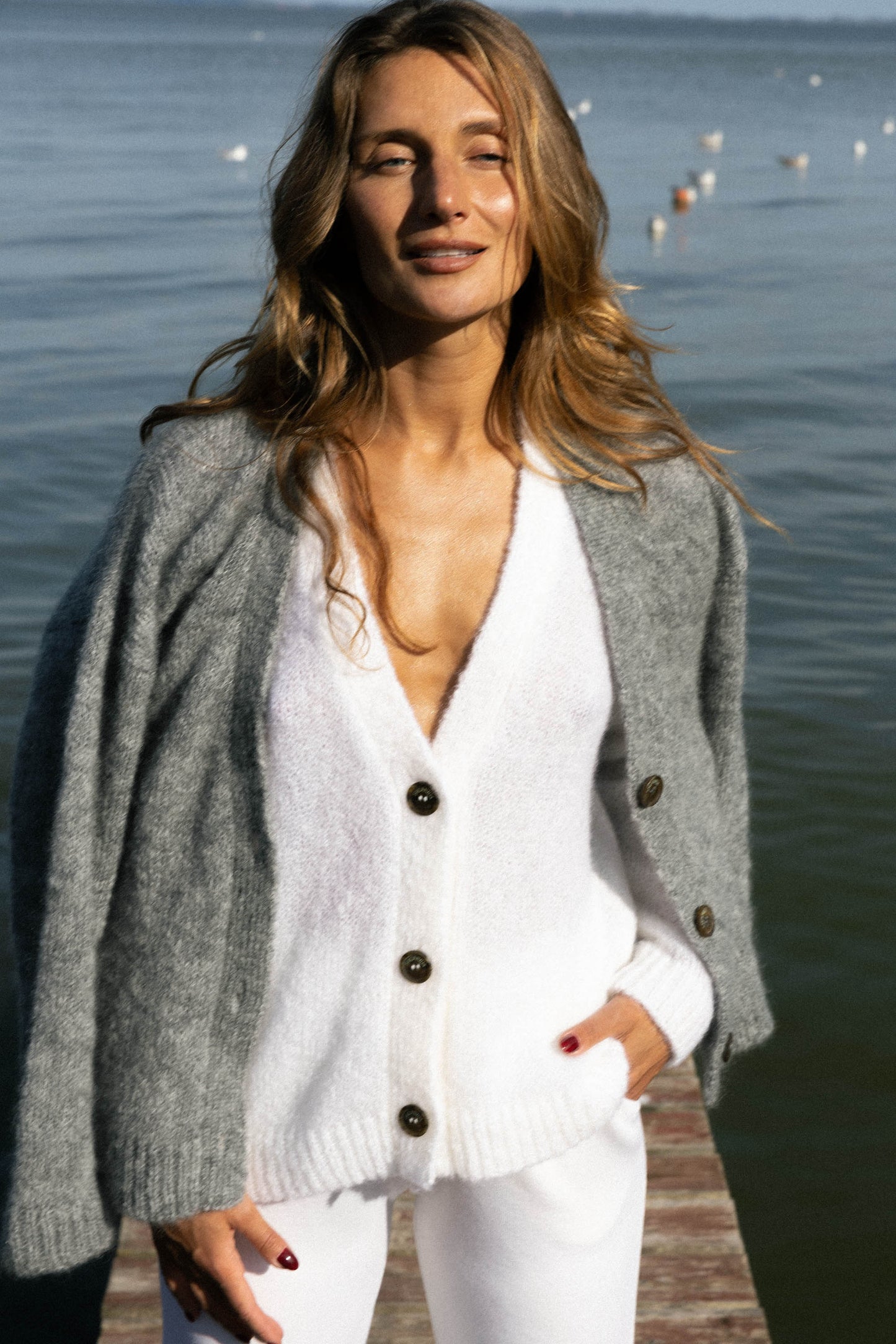 Melody Mohair-Cardigan Weiß