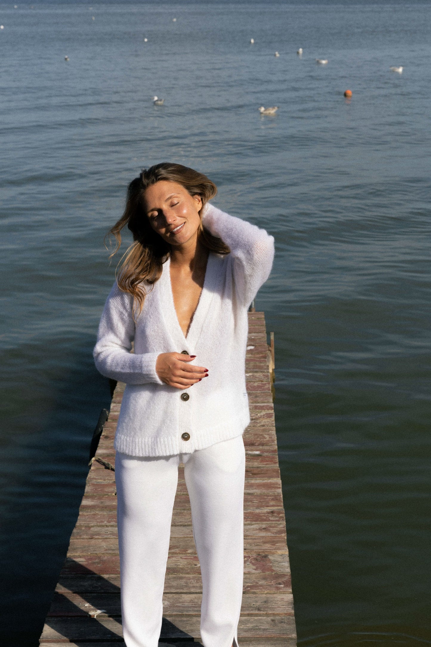 Melody Mohair-Cardigan Weiß