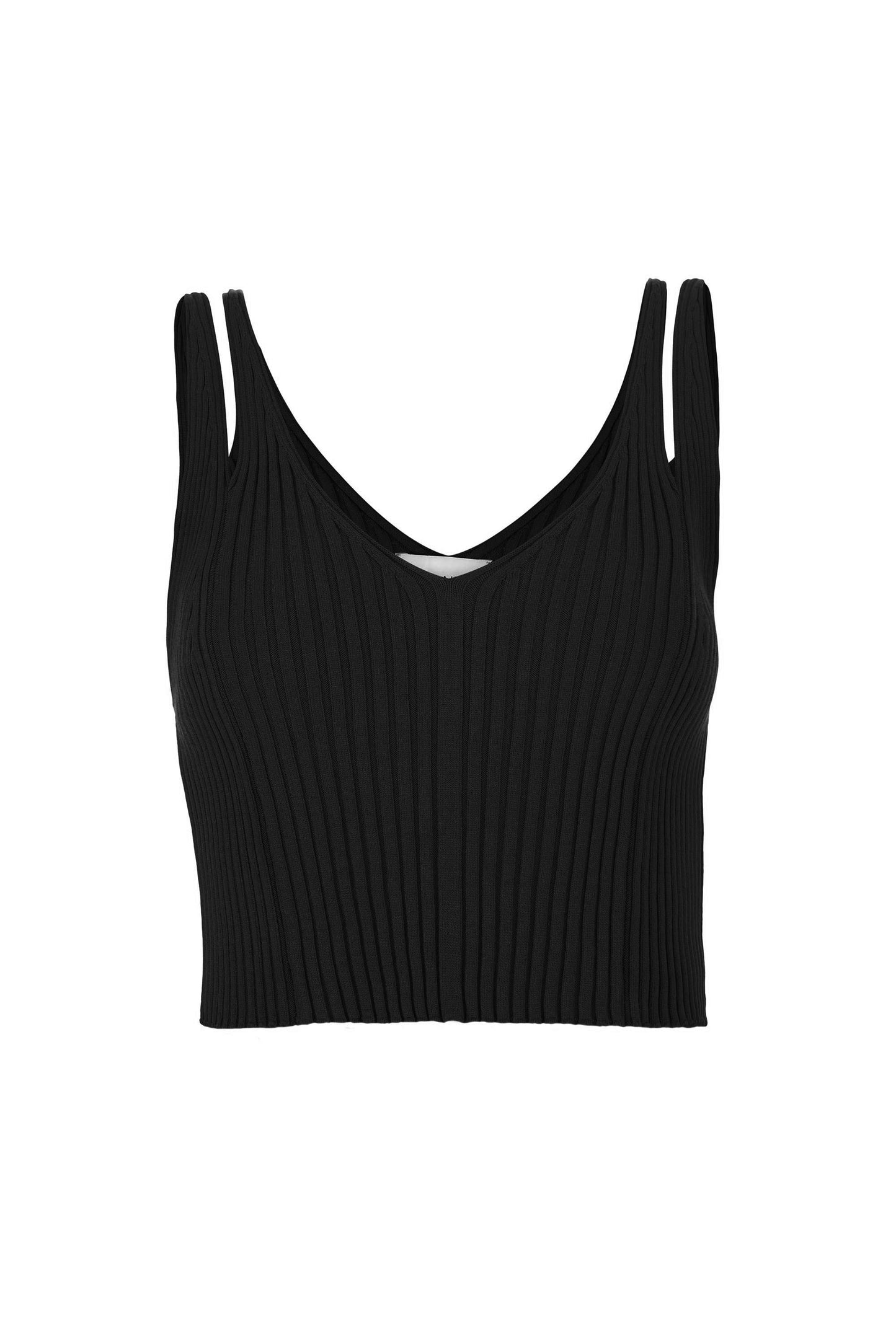 Donna Geripptes Crop Top Schwarz