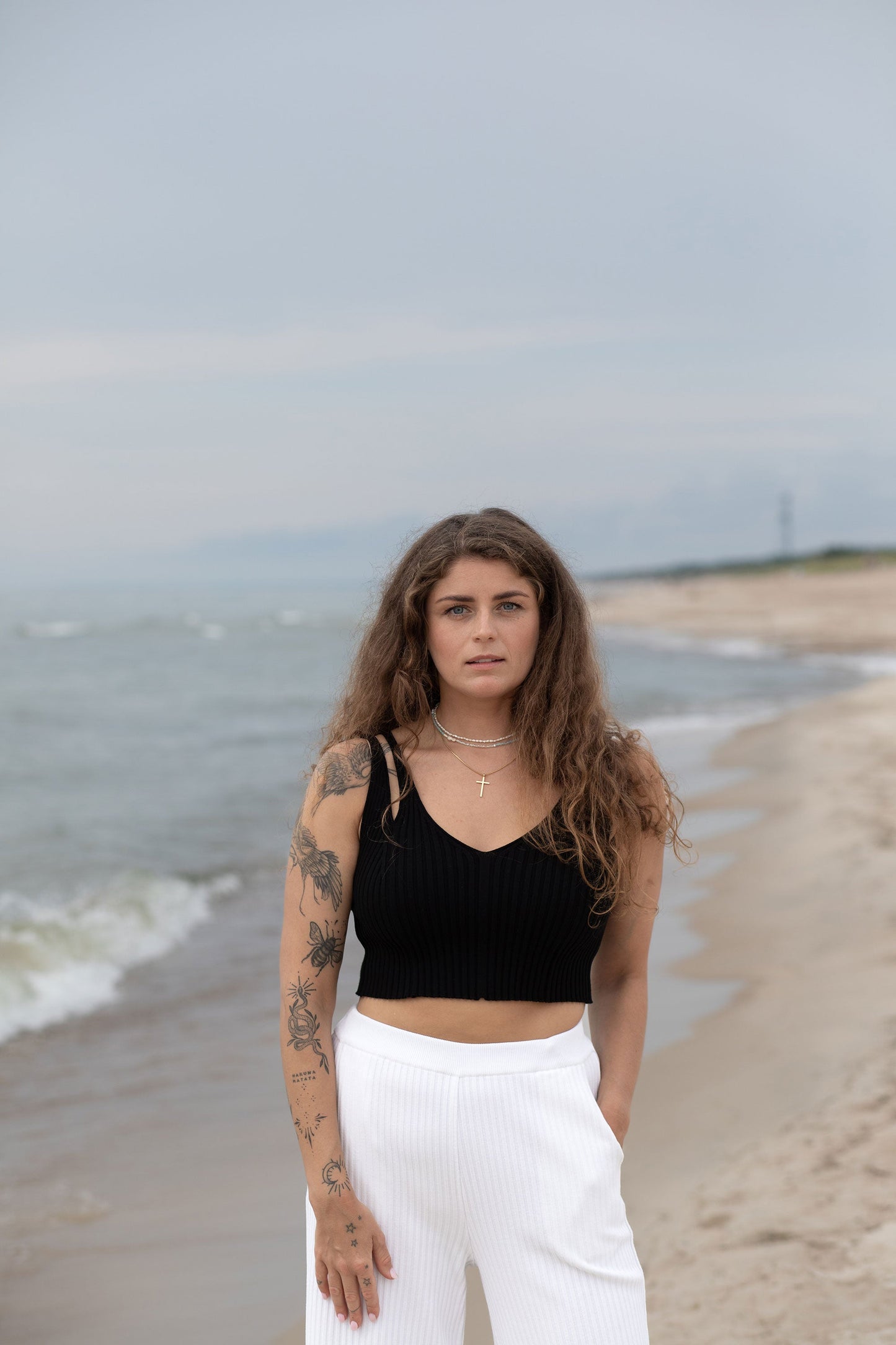 Donna Geripptes Crop Top Schwarz