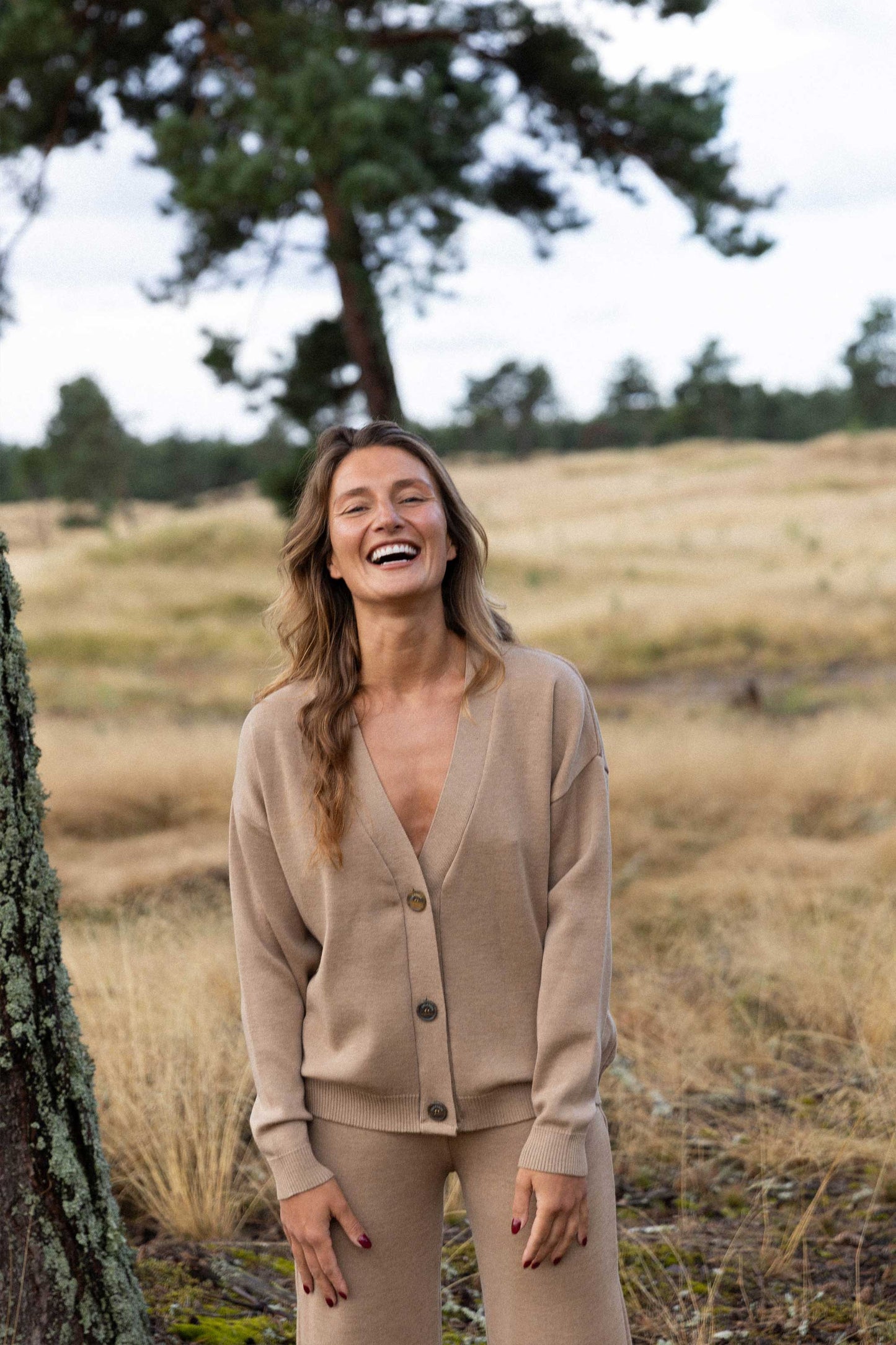 Bene 100% Merino Cardigan Beige