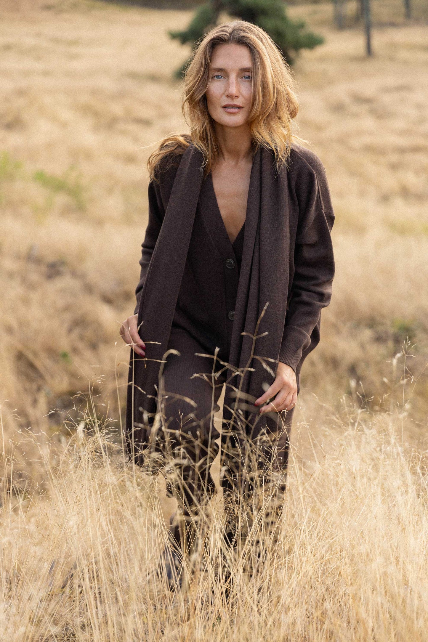Wahrscheinlich 100 % Merino-Cardigan, Schokolade