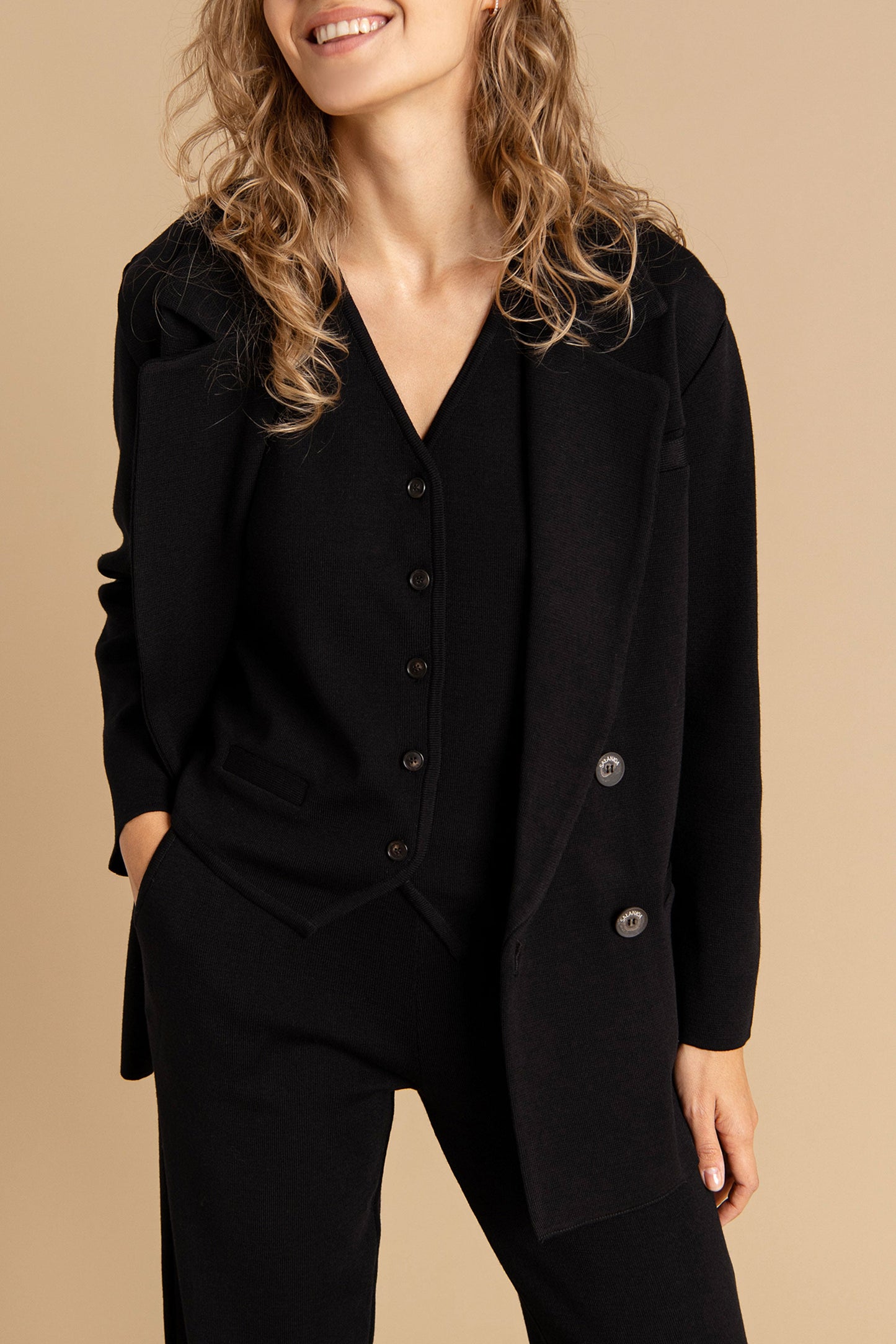 Forza Knitted 100% Merino Blazer Czarny