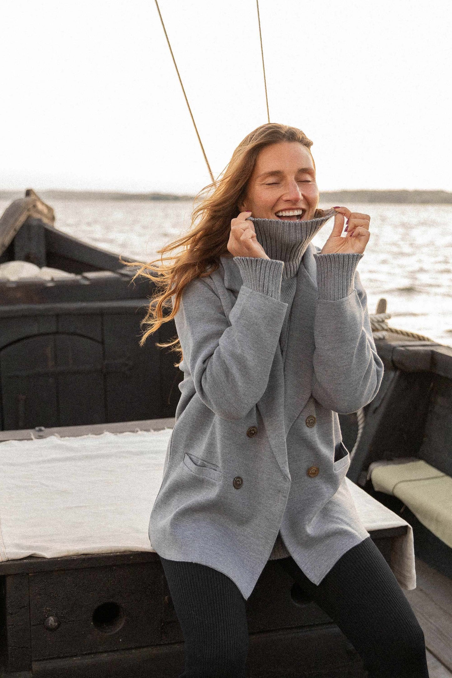Forza Knitted 100% Merino Blazer Light Grey