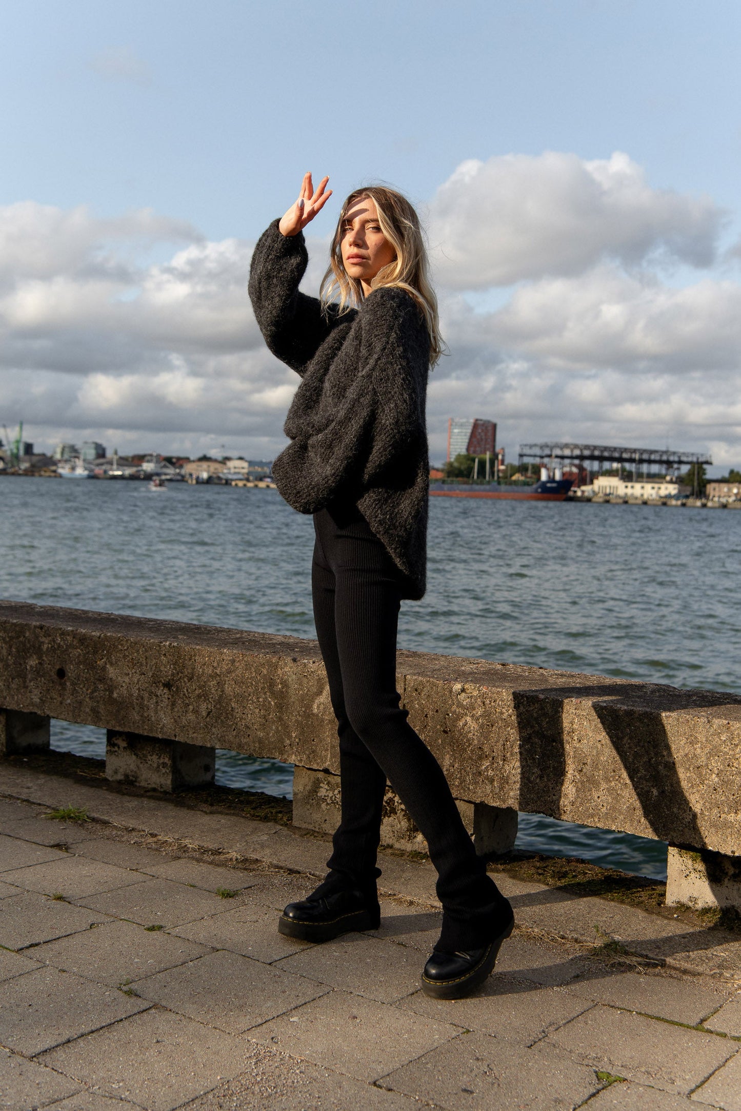 Barra Gerippte Leggings aus 100 % Merinowolle Schwarz