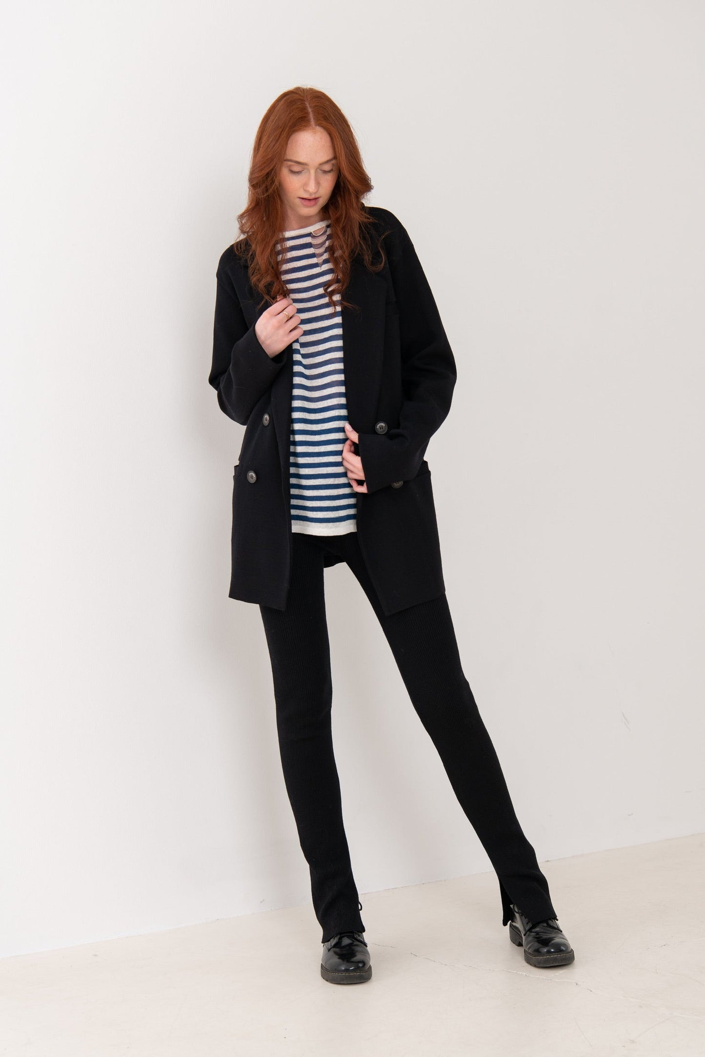 Barra Gerippte Leggings aus 100 % Merinowolle Schwarz