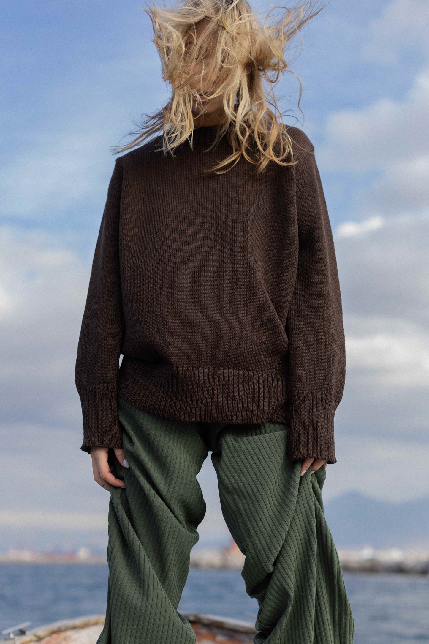Marina Pullover aus 100 % Merinowolle, Schokolade
