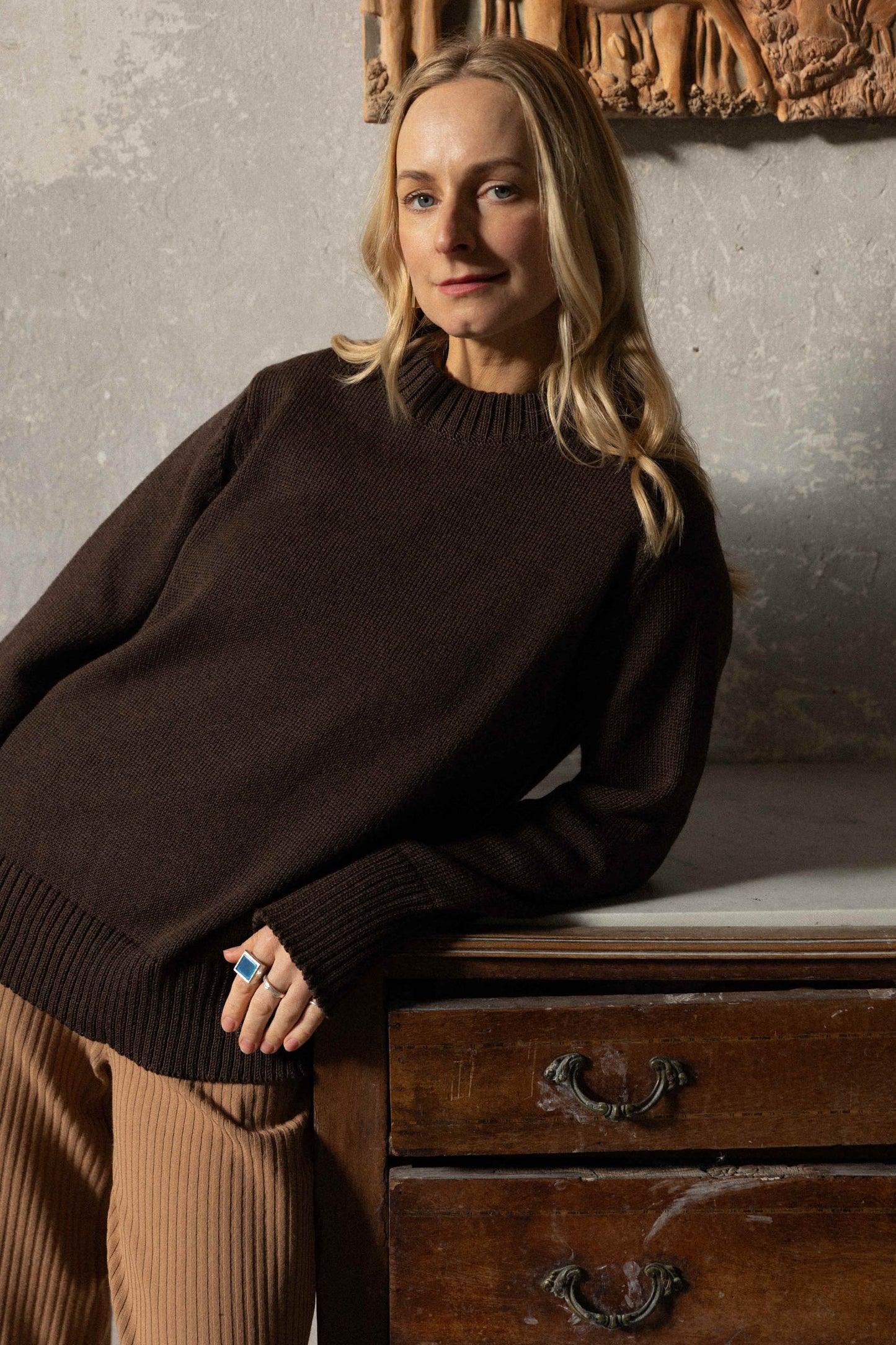 Marina Pullover aus 100 % Merinowolle, Schokolade