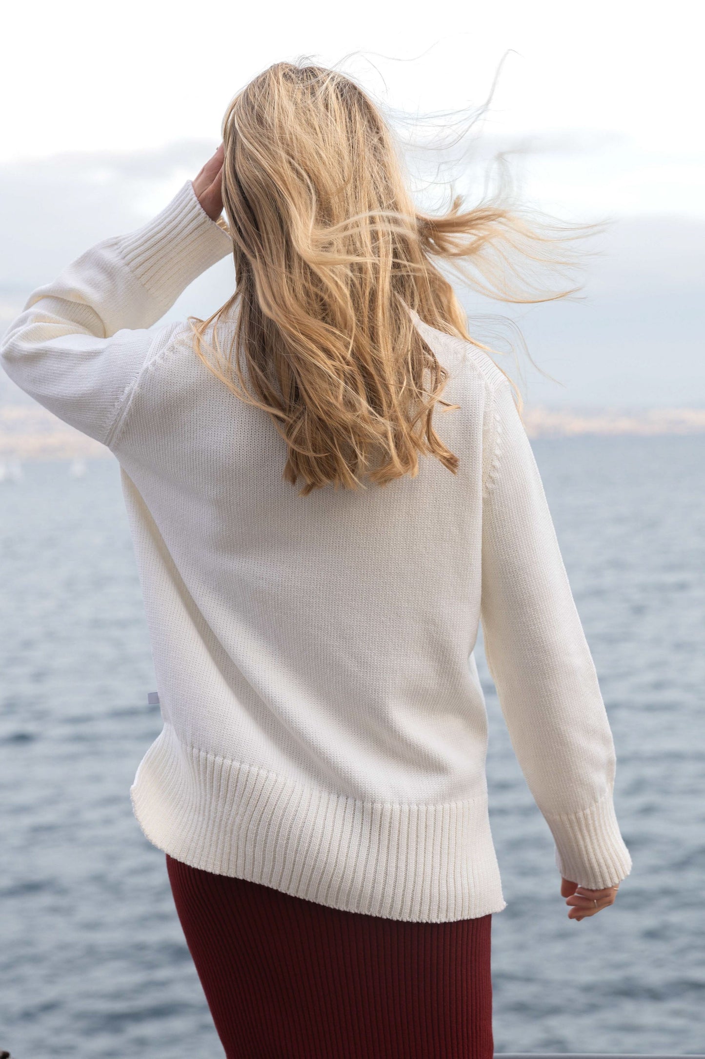 Marina 100% Merino Pullover Weiß