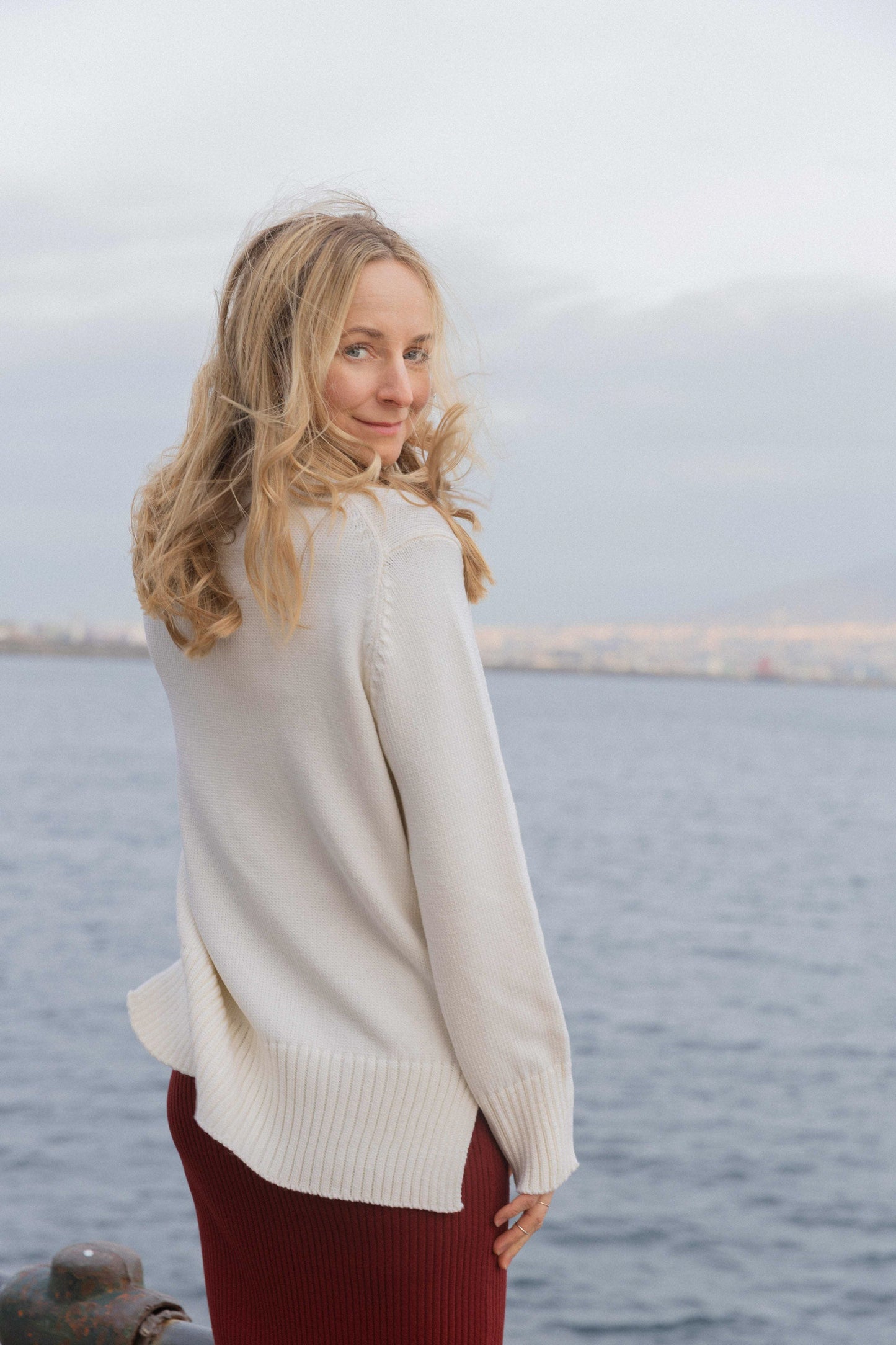 Marina 100% Merino Pullover Weiß