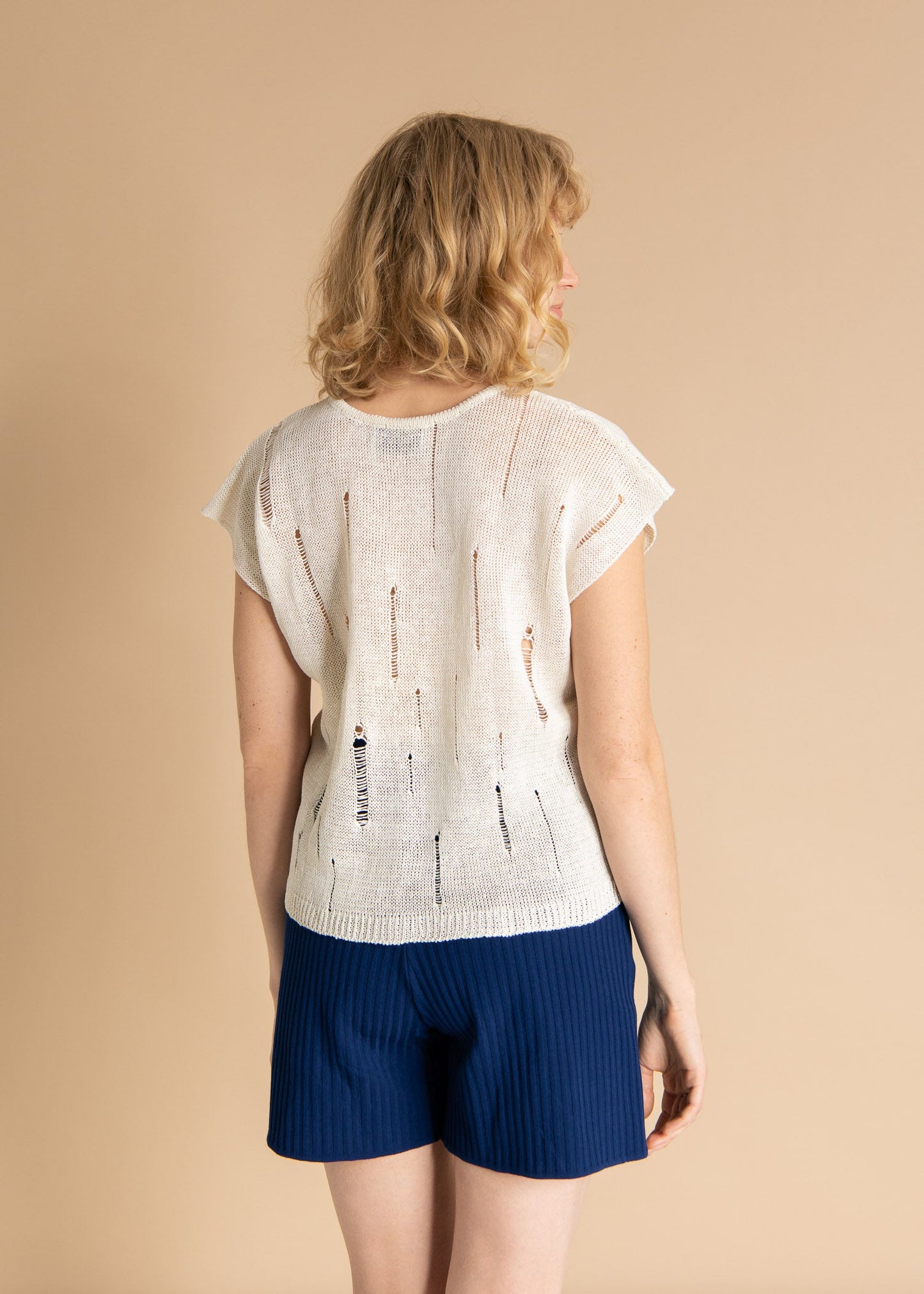 Terra Distressed Linen Top White