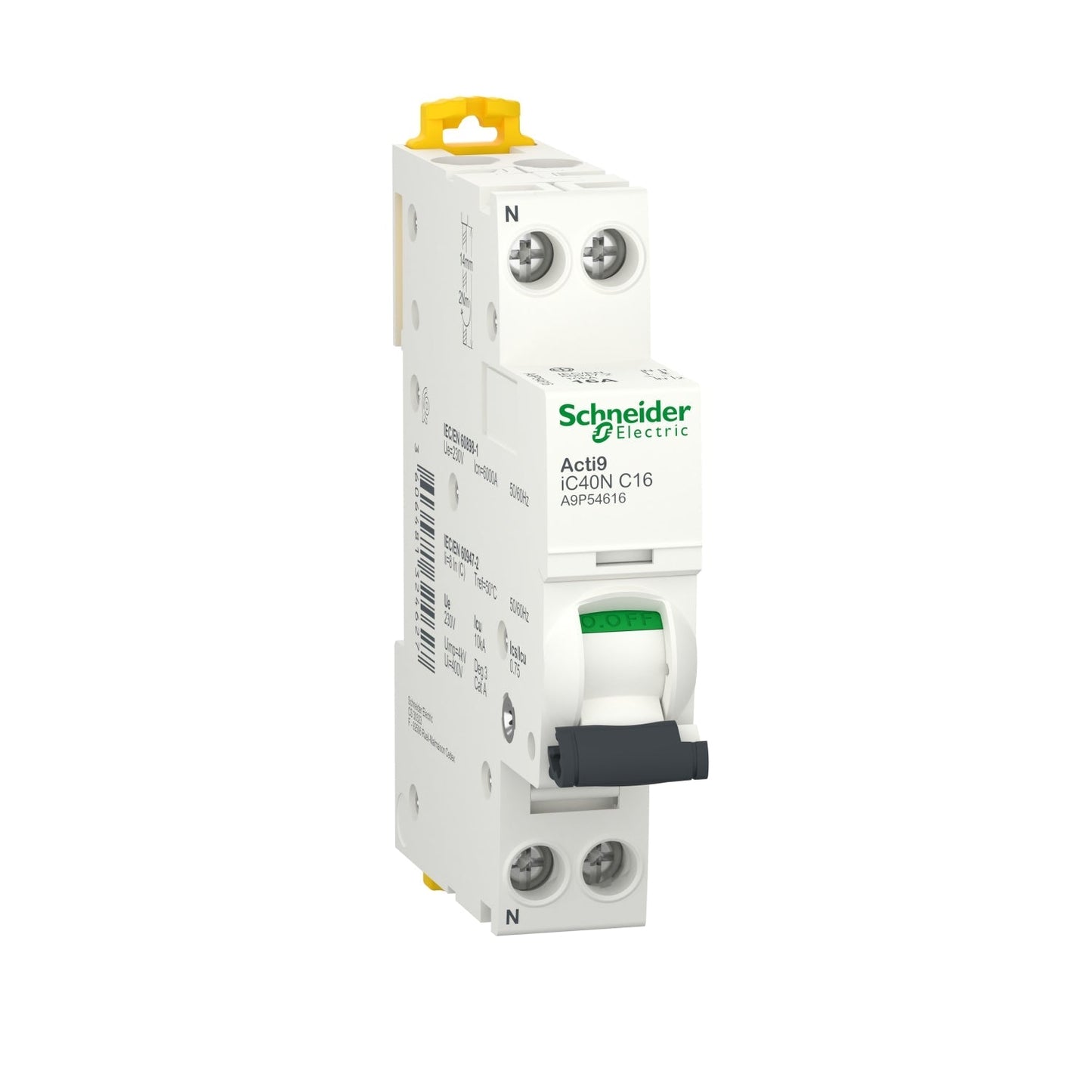 A9P54616 Schneider Electric Acti9 iC40N Miniature circuit breaker 1P+N C16A 10kA