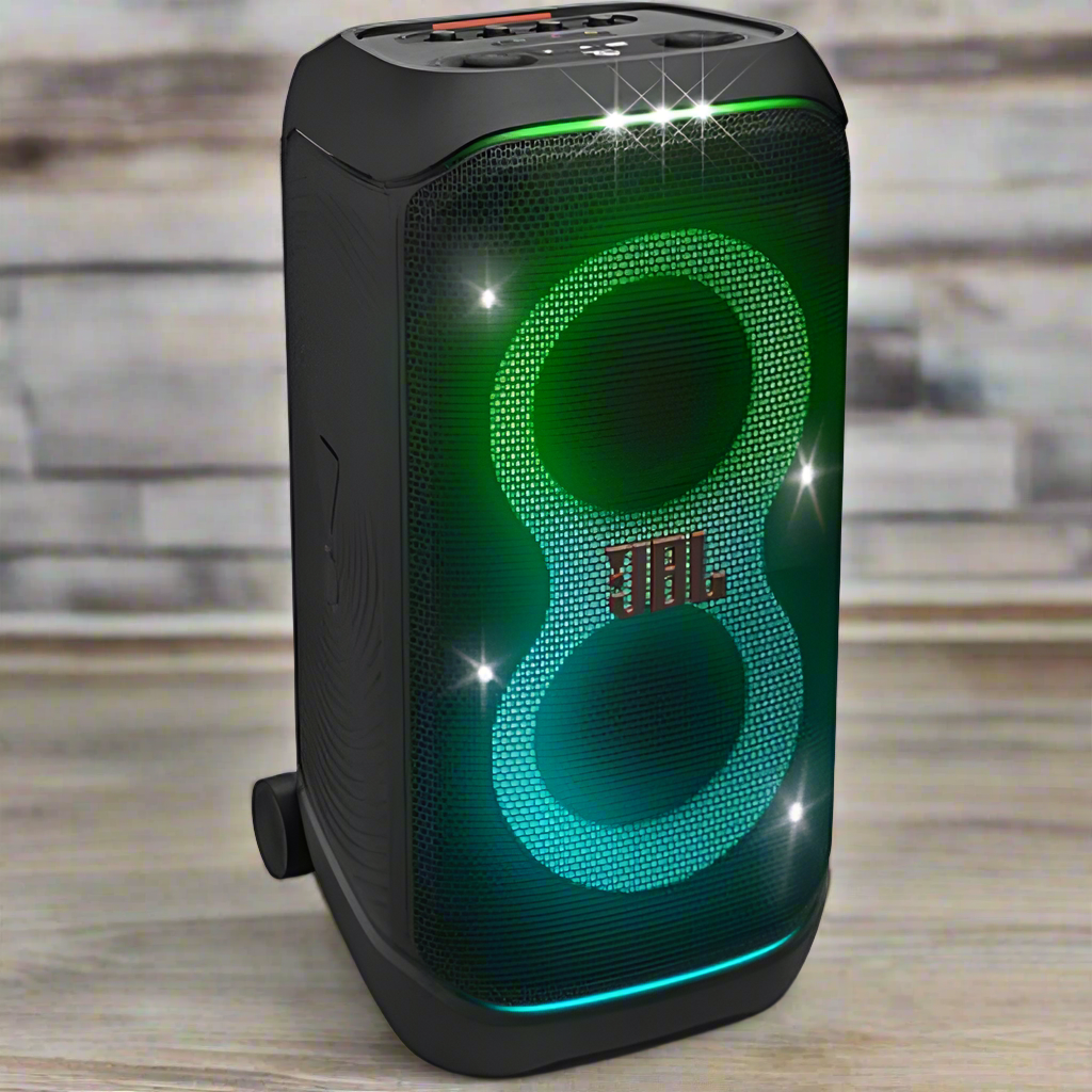 JBL PartyBox Stage 320 Soundsystem, 240 W | Tragbarer Partylautsprecher mit Karaoke und Lichtshow