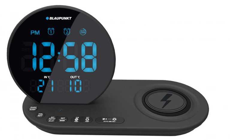 Blaupunkt Radijo Žadintuvas su Belaidžiu Įkrovikliu CR85BK - Juodas 2-in-1