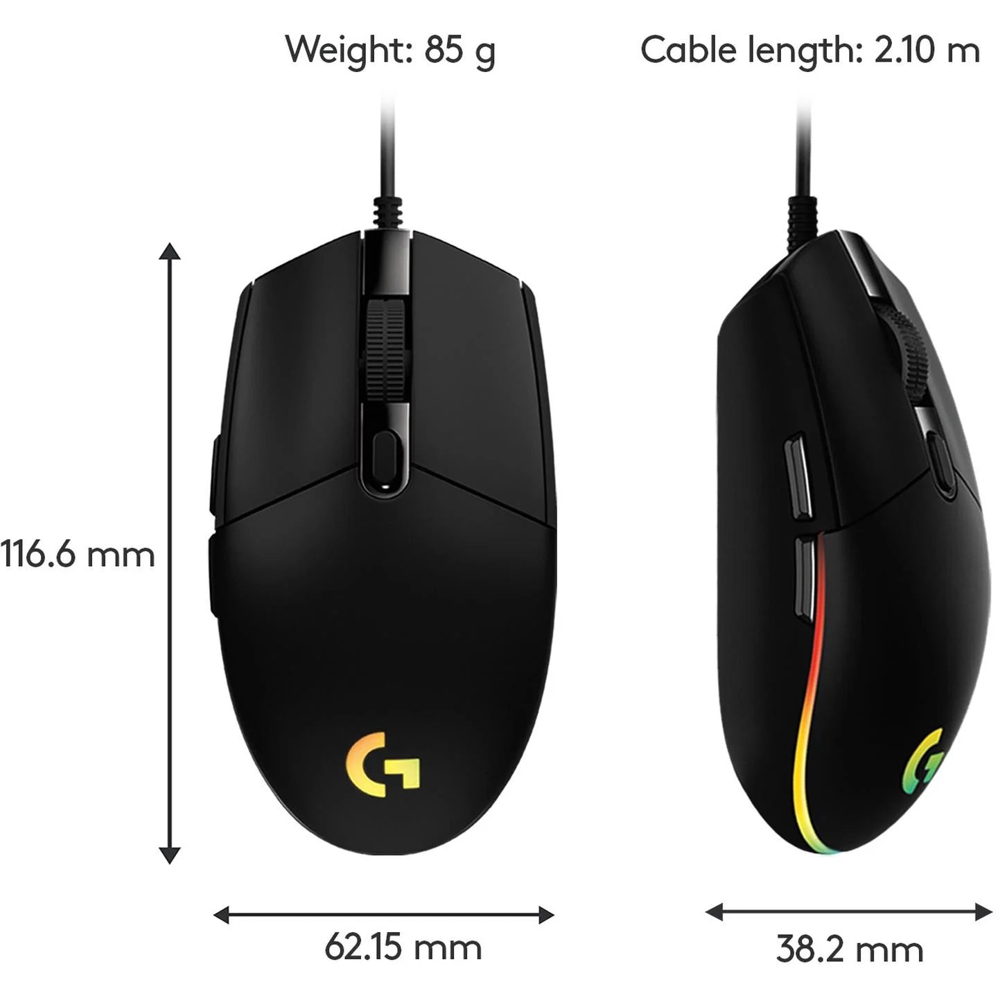 Žaidimų pelė Logitech G203 Lightsync, juoda