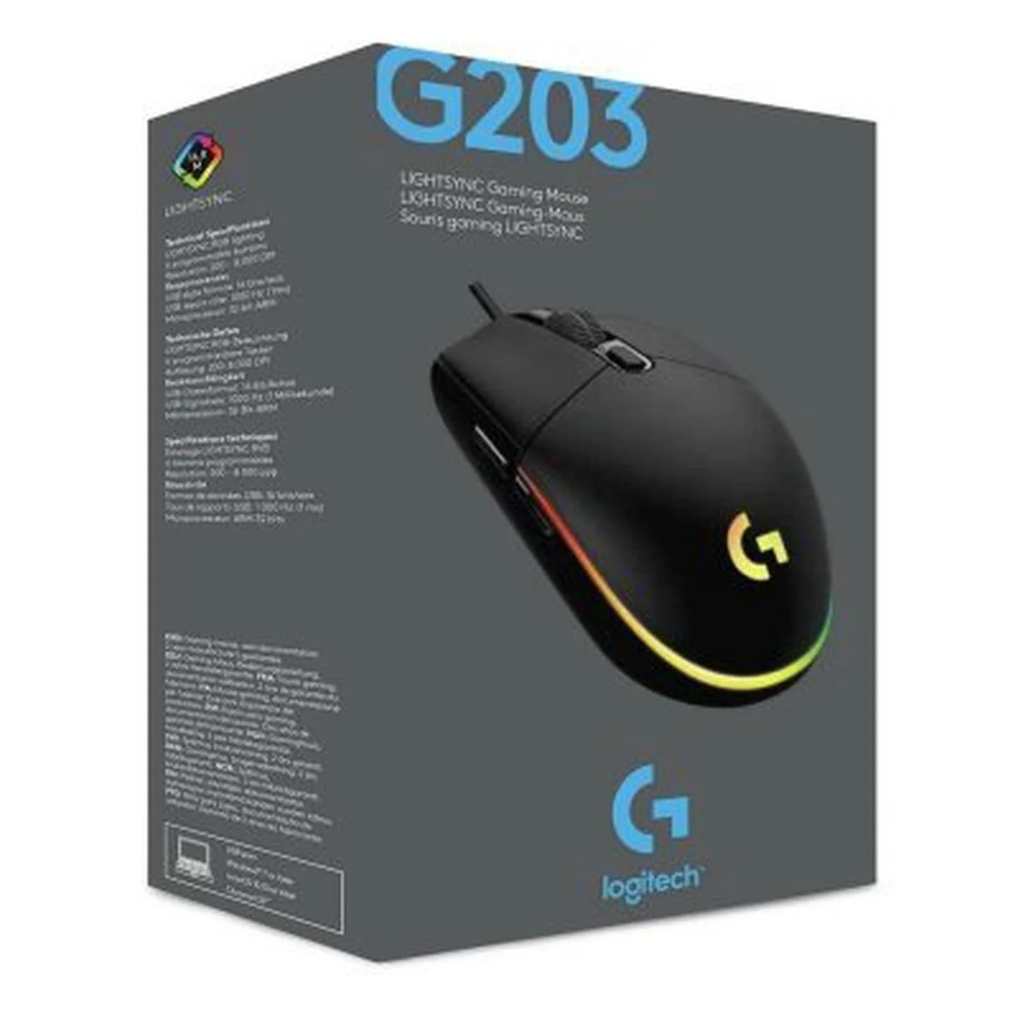 Žaidimų pelė Logitech G203 Lightsync, juoda