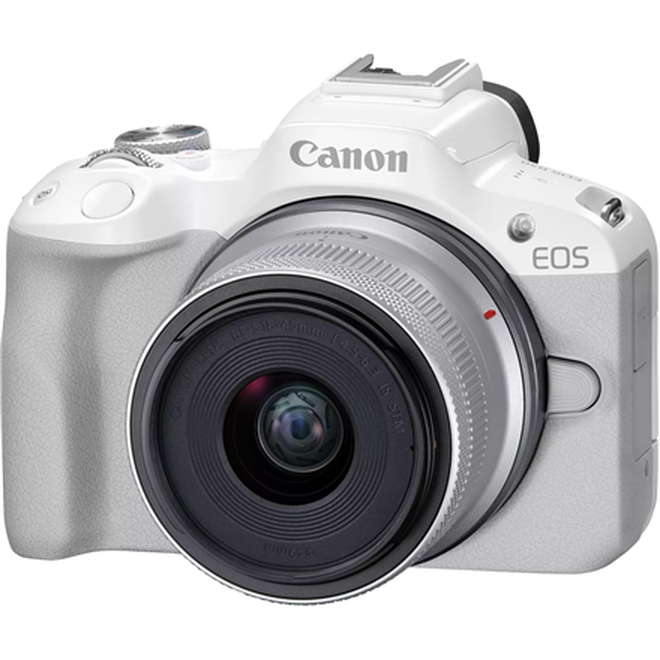 Canon EOS R50 bezspoguļkamera — 24,2 MP APS-C + RF-S 18–45 mm objektīvs