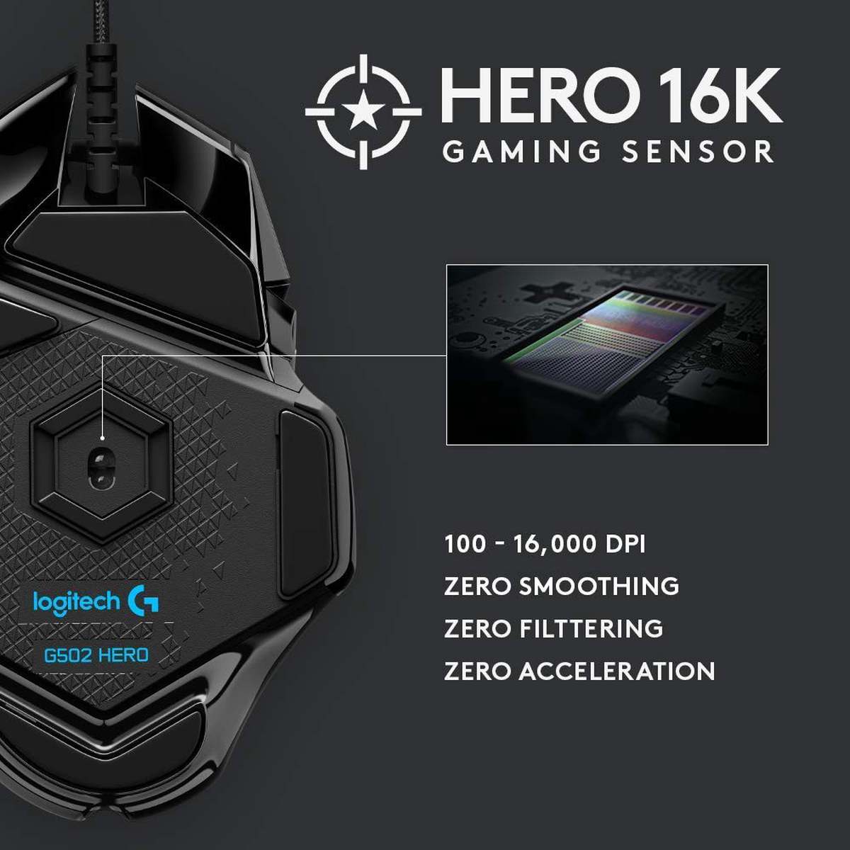 Logitech G502 Hero Žaidimų Pelė – Legendinė Tikslumo Galia 🔹 Tobula kontrolė kiekvienam žaidėjui