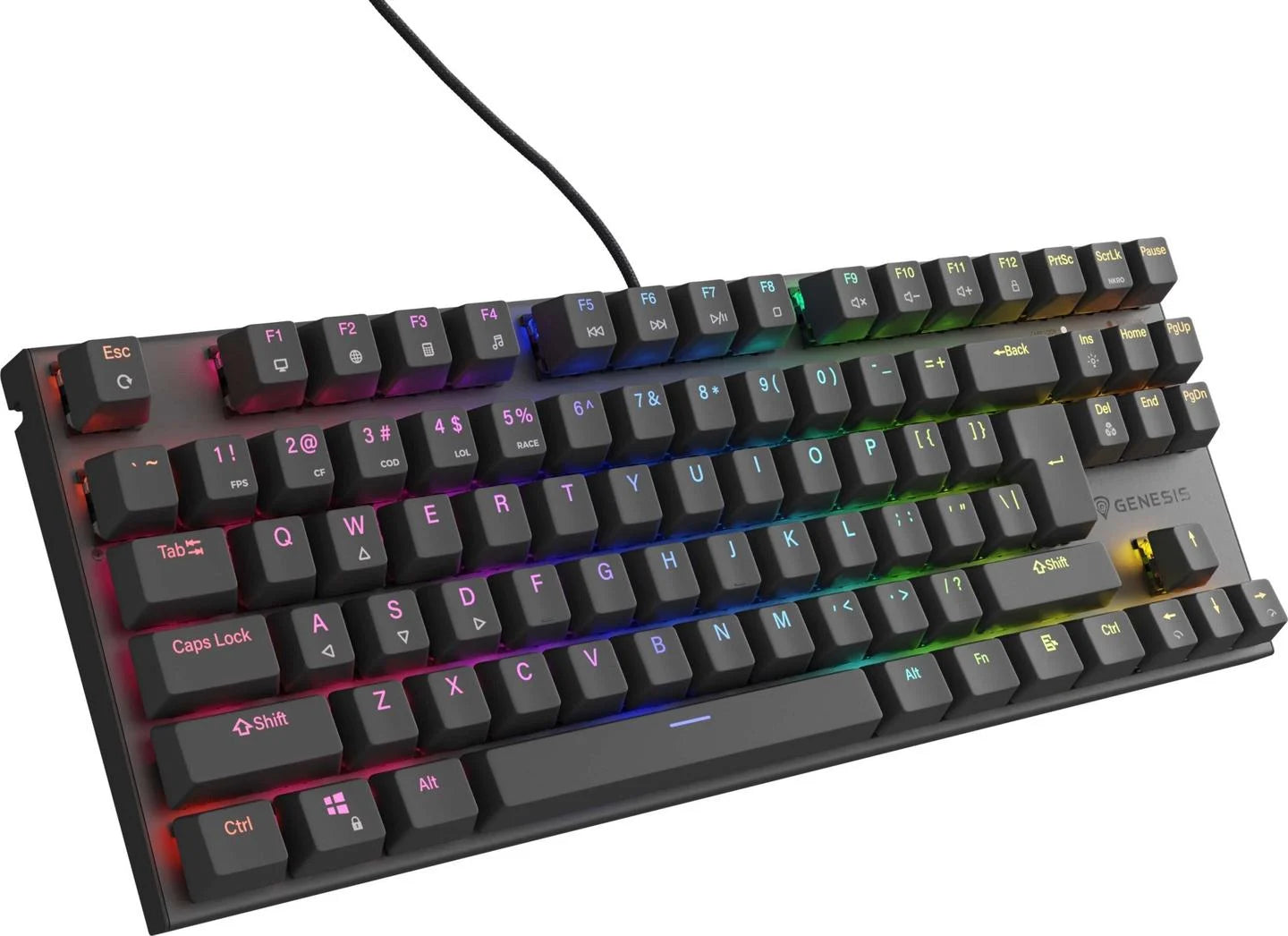 Klaviatūra Genesis Thor 303 TKL RGB, Outemu Brown, EN (US), juoda