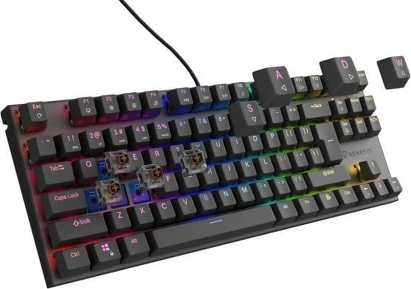 Klaviatūra Genesis Thor 303 TKL RGB, Outemu Brown, EN (US), juoda