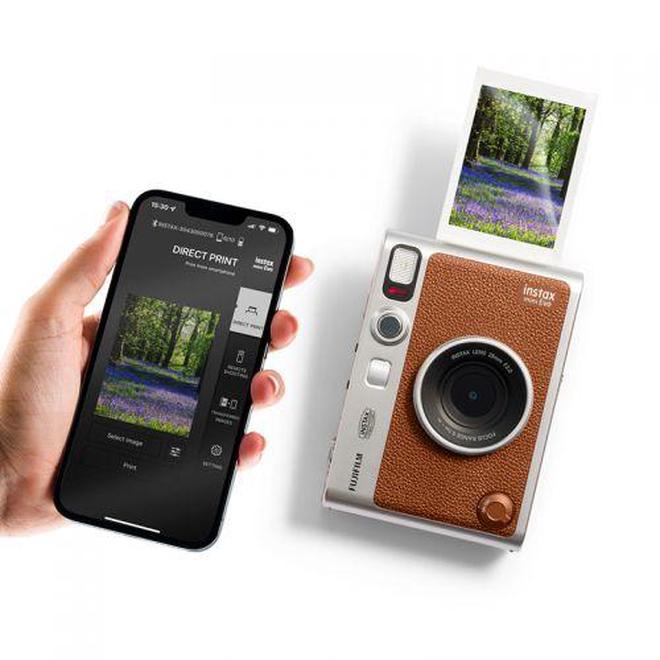 Fujifilm Instax Mini Evo hibrīdkamera - brūns LCD ekrāns 100 efekti