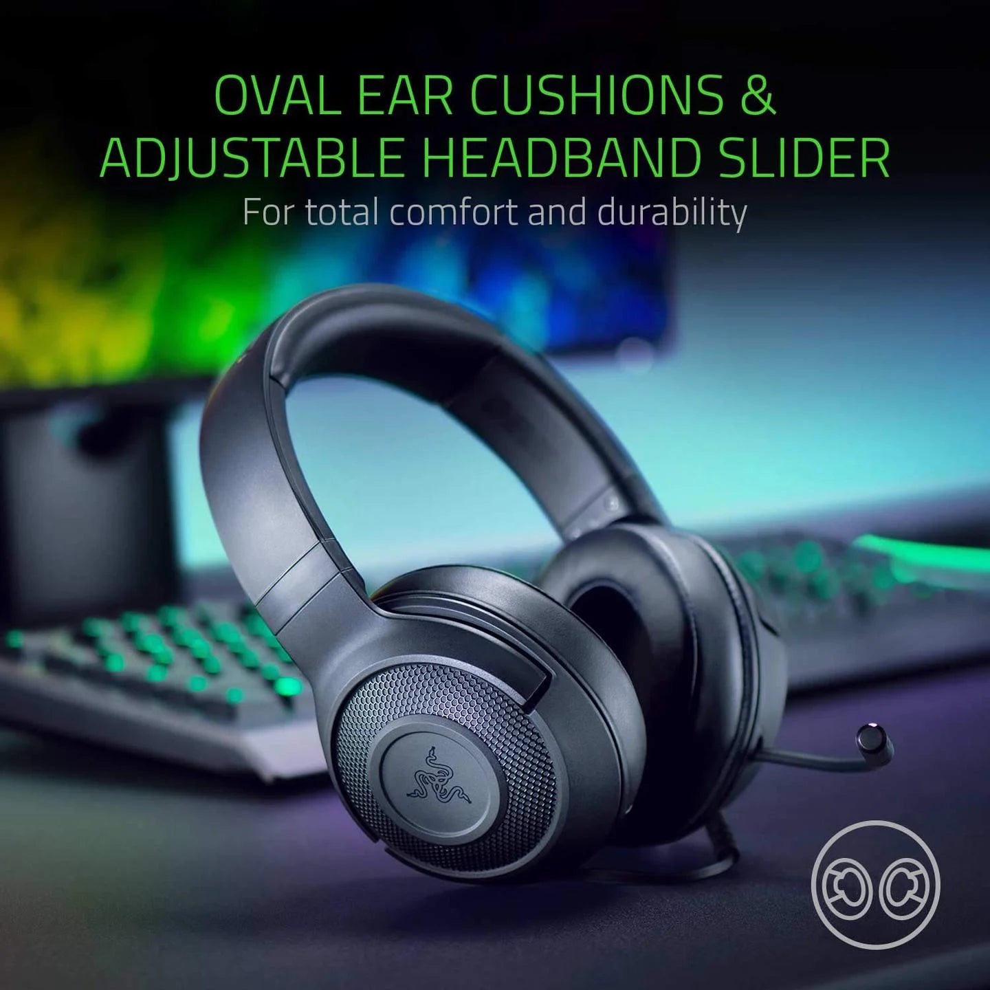 Laidinės žaidimų ausinės Razer Kraken X Lite, juodos