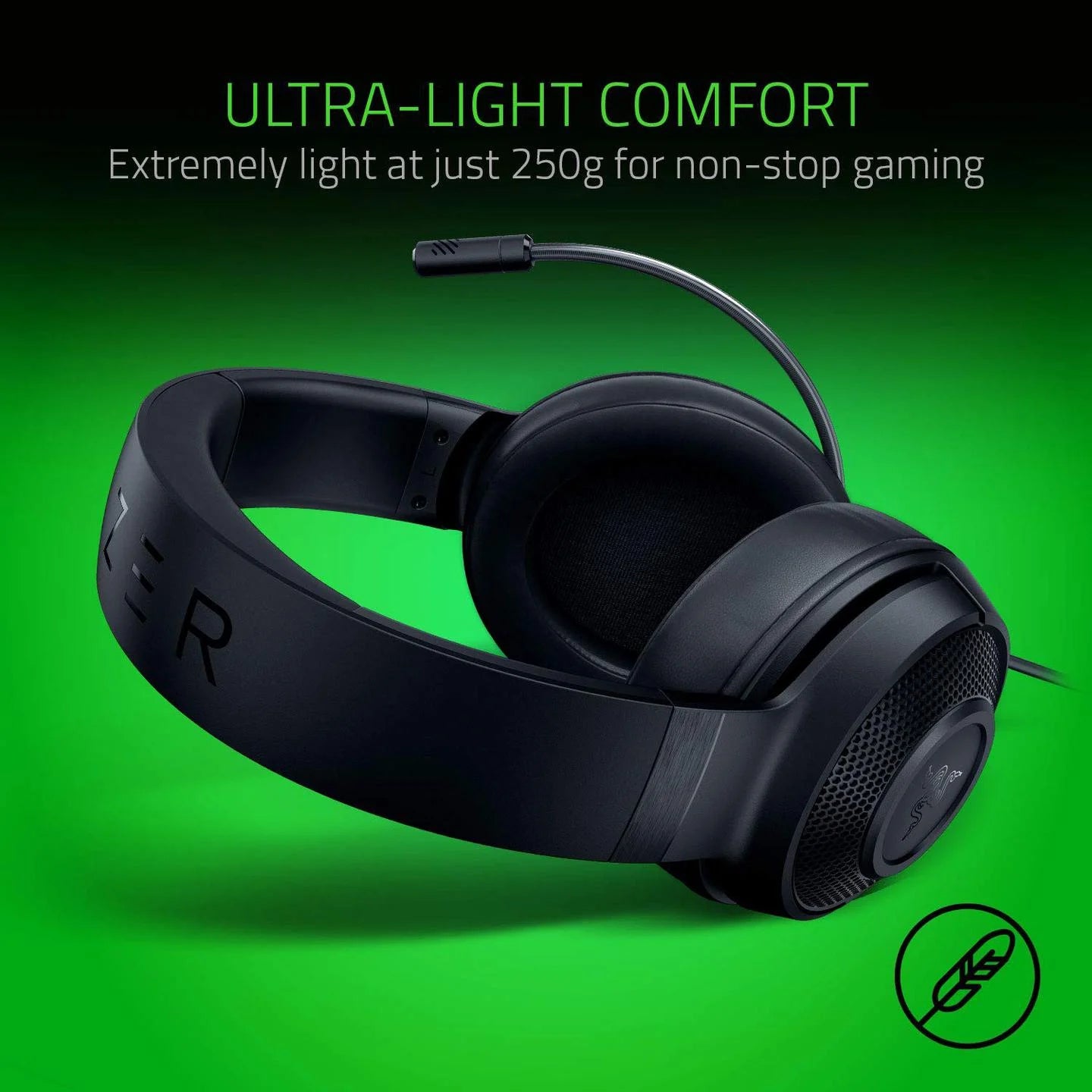 Laidinės žaidimų ausinės Razer Kraken X Lite, juodos