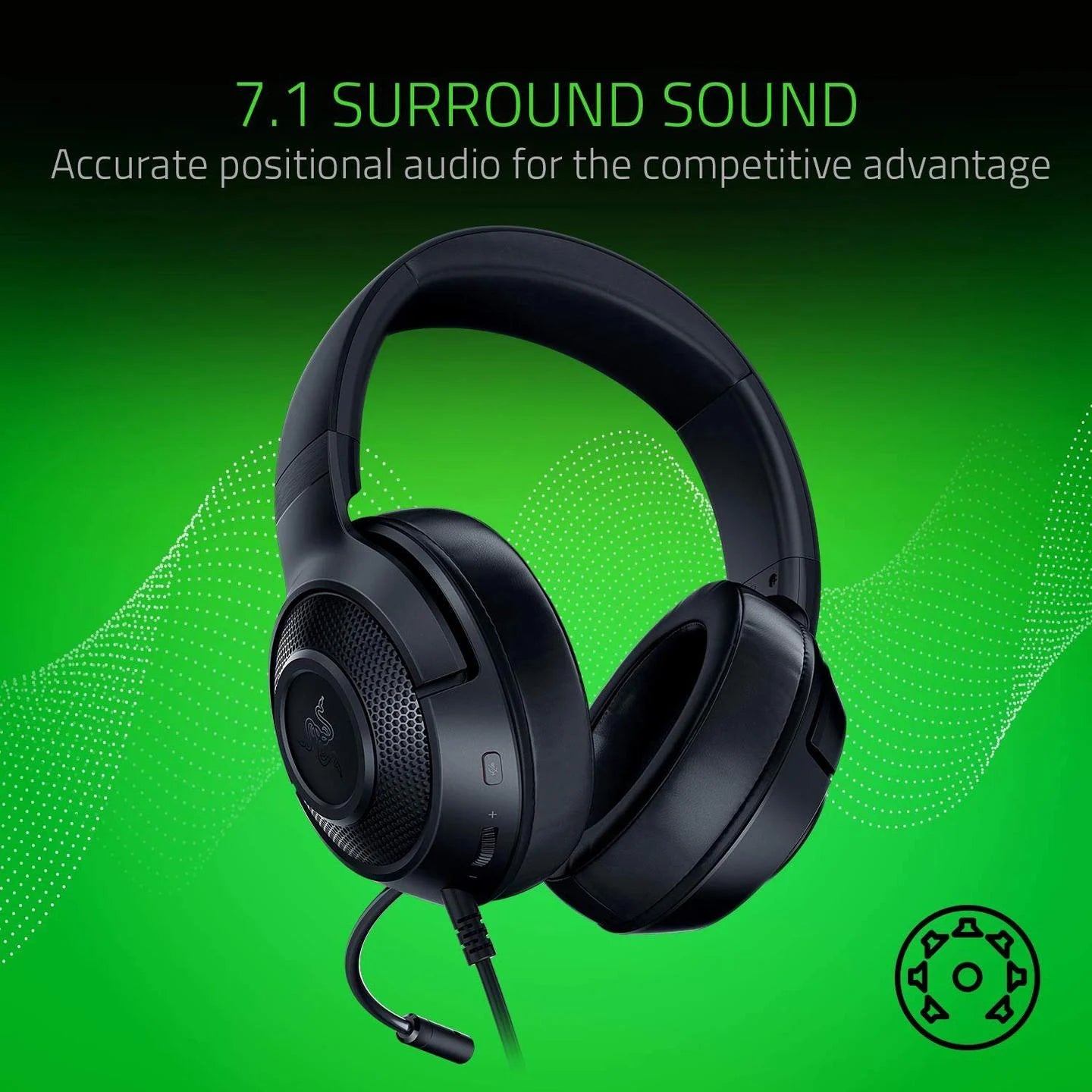 Laidinės žaidimų ausinės Razer Kraken X Lite, juodos